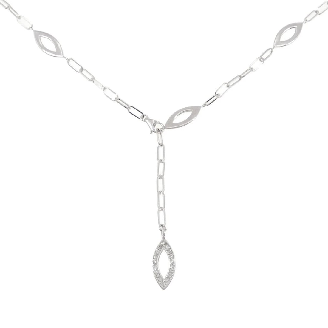 K18WG DIAMOND NECKLACE: K18WG Diamond Necklace Brand: Unbranded Type: Necklace Material: K18 White Gold, Main Stone/Creation Natural Color: White Gold Size: 43cmActualSize Pendant top H x W: 15.6mmx6.8mm Chain Max.