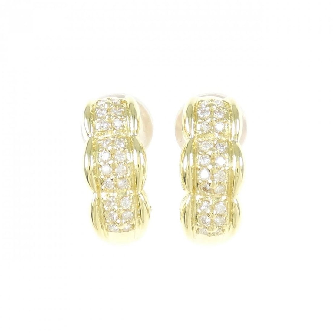 K18YG DIAMOND EARRINGS: K18YG Diamond Earrings Brand: Unbranded Type: Earrings Material: K18 Yellow Gold, Main Stone/Creation Natural Color: Yellow Gold Size: ActualSize HxW: 17.7mmx7.4mm Accessories: None