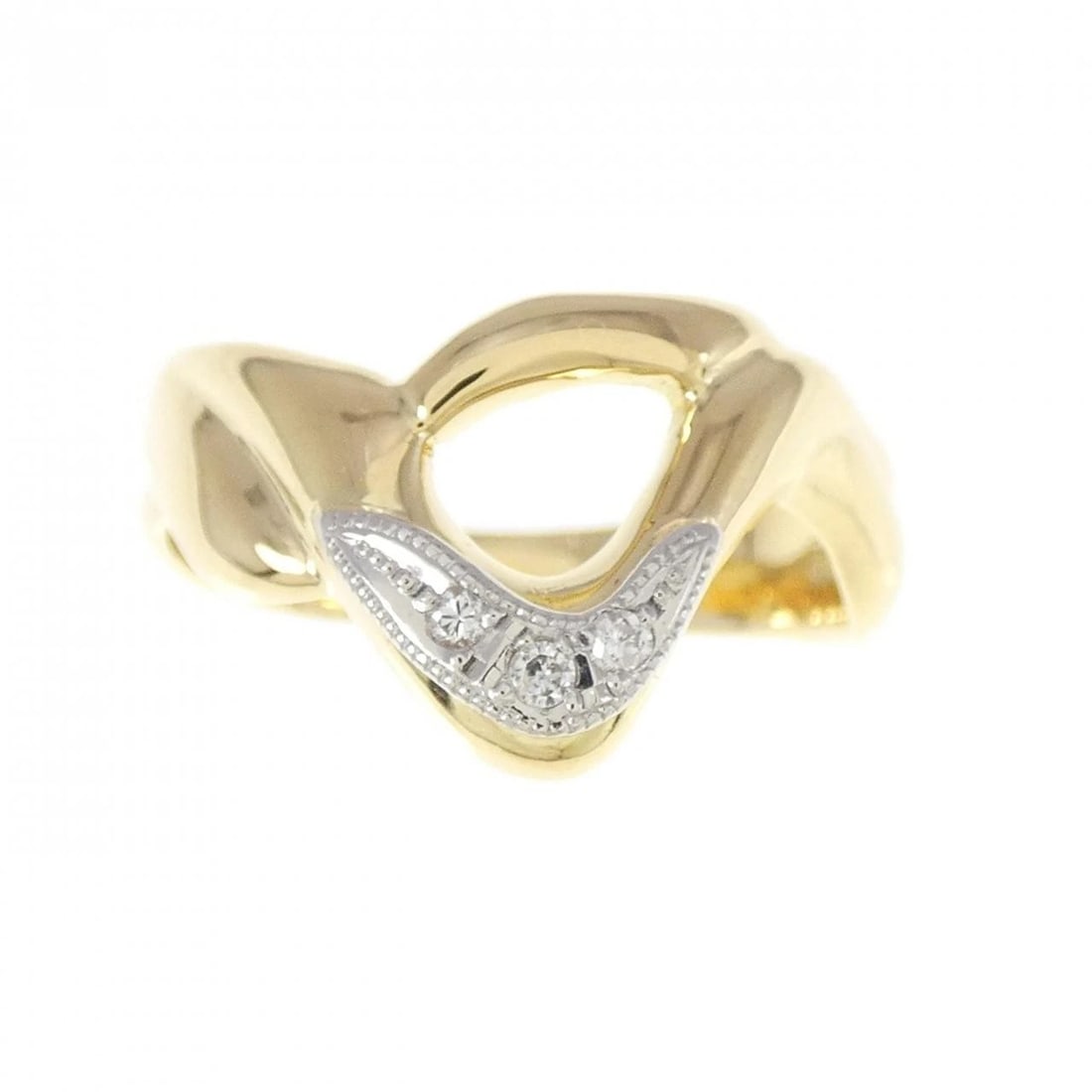 K18YG PT DIAMOND RING - 2
