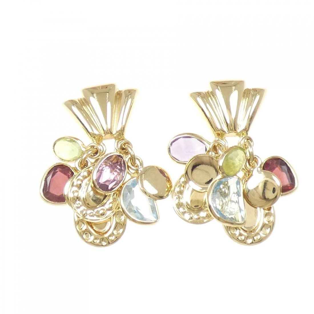 750YG COLOR STONE EARRINGS: 750YG Color Stone Earrings Brand: Unbranded Type: Earrings Material: 750 Yellow Gold, Main Stone/Creation peridot Color: yellow gold Size: HxW: 29.1mmx14.9mm Accessories: None Accessories