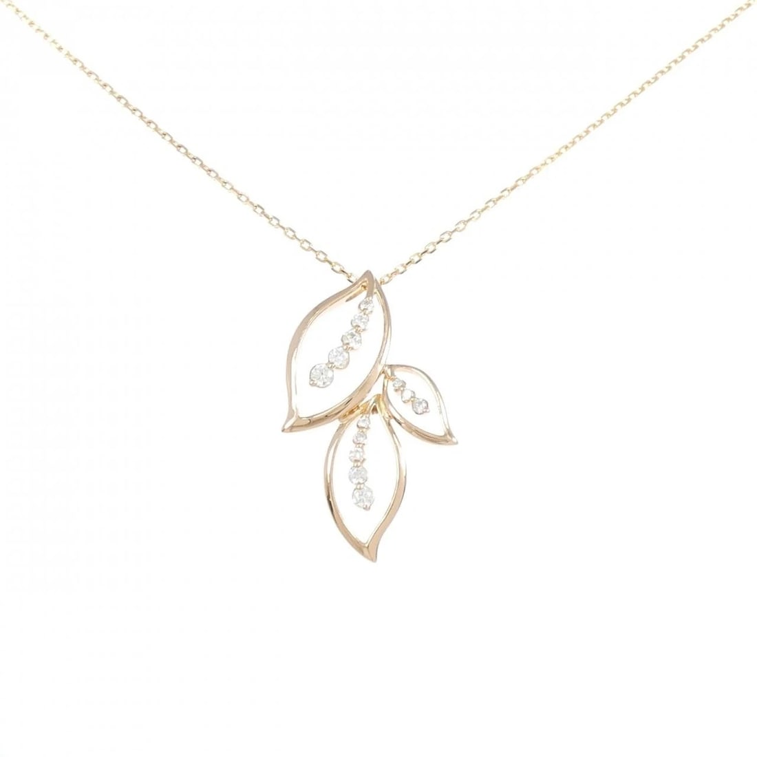 K18PG DIAMOND NECKLACE: K18PG Diamond Necklace Brand: Unbranded Type: Necklace Material: K18 Pink Gold, Main Stone/Creation Natural Color: Pink Gold Size: 45cmActualSize Pendant top H x W: 33.3mmx19.8mm Chain Max. W: 1.1