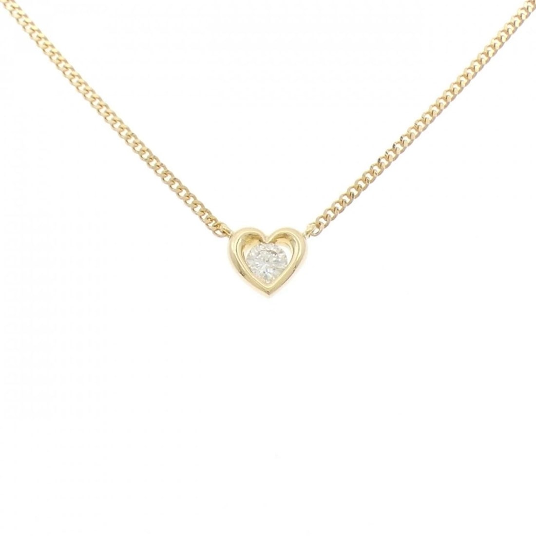 K18YG HEART DIAMOND NECKLACE: K18YG Heart Diamond Necklace Brand: Unbranded Type: Necklace Material: K18 Yellow Gold, Main Stone/Creation Natural Color: Yellow Gold Size: 41cmActualSize Pendant top H x W: 7.6mmx8.3mm Chain