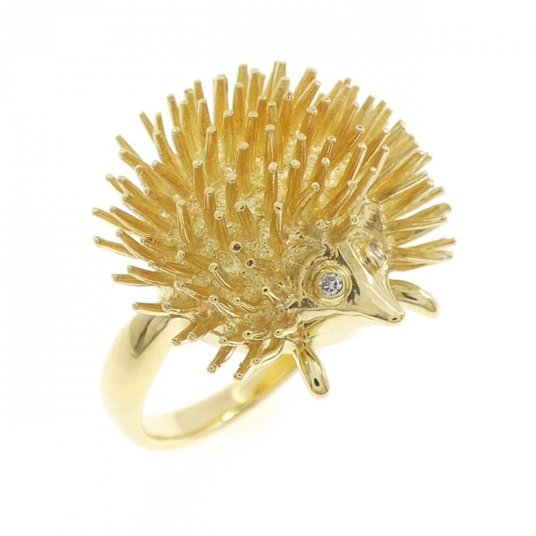 K18YG HEDGEHOG DIAMOND RING: K18YG Hedgehog Diamond Ring Brand: Unbranded Type: Diamond ring Material: K18 Yellow Gold, Main Stone/Creation Natural Color: yellow gold Size: 6.25US Accessories: None Accessories Notice: