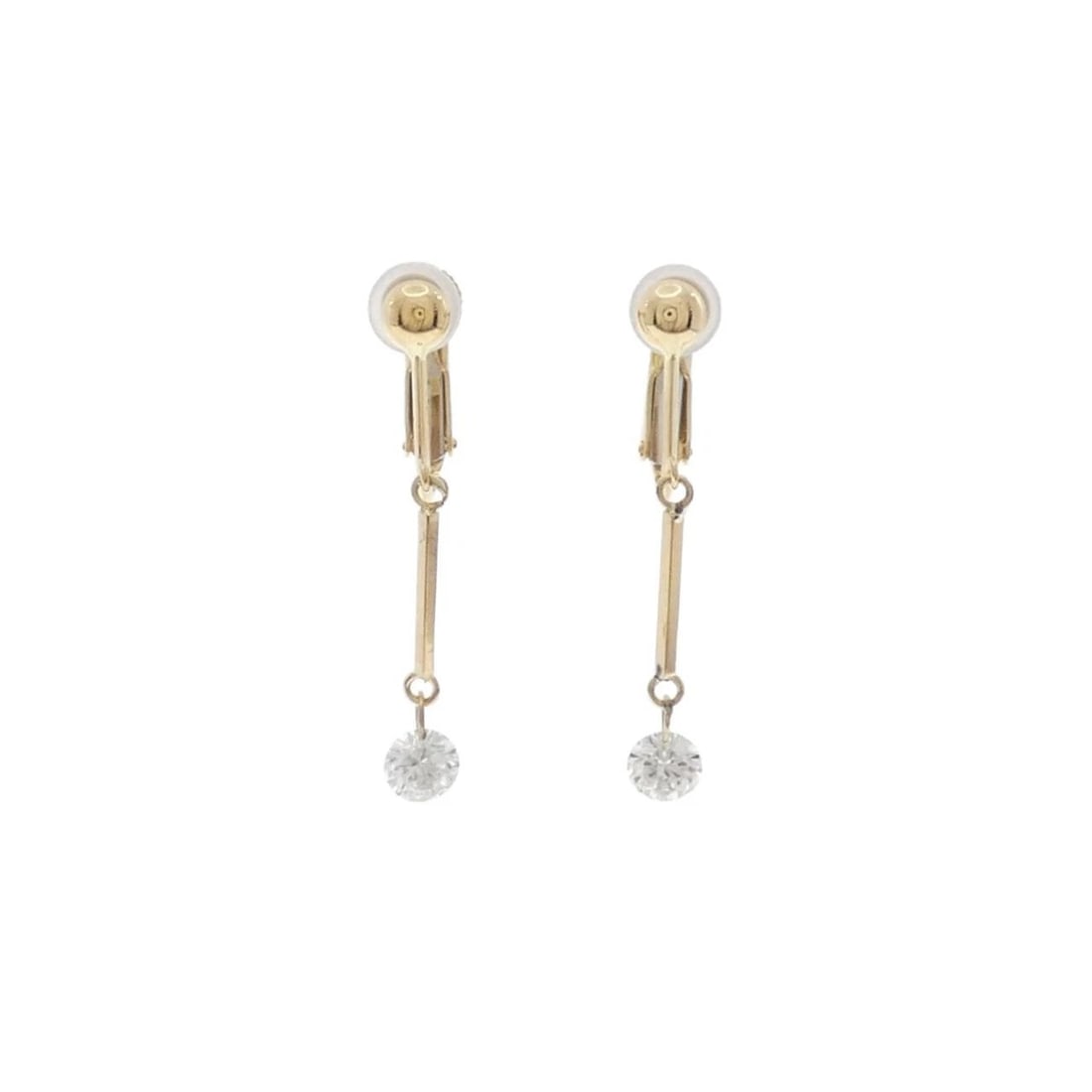 K18YG DIAMOND EARRINGS: K18YG Diamond Earrings Brand: Unbranded Type: Earrings Material: K18 Yellow Gold, Main Stone/Creation Natural Color: yellow gold Size: HxW: 31.7mmx4.3mm Accessories: None Accessories Notic