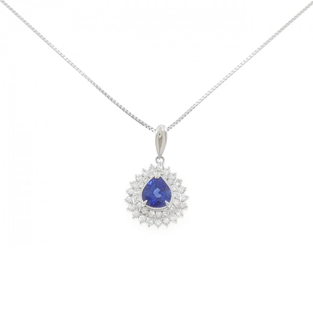 PT900 PT850 SAPPHIRE NECKLACE: PT900 PT850 Sapphire Necklace Brand: Unbranded Type: Necklace Material: Platinum 900 Platinum 850, Main Stone/Creation sapphire Color: platinum Size: 45cm ActualSize Pendant top H x W: