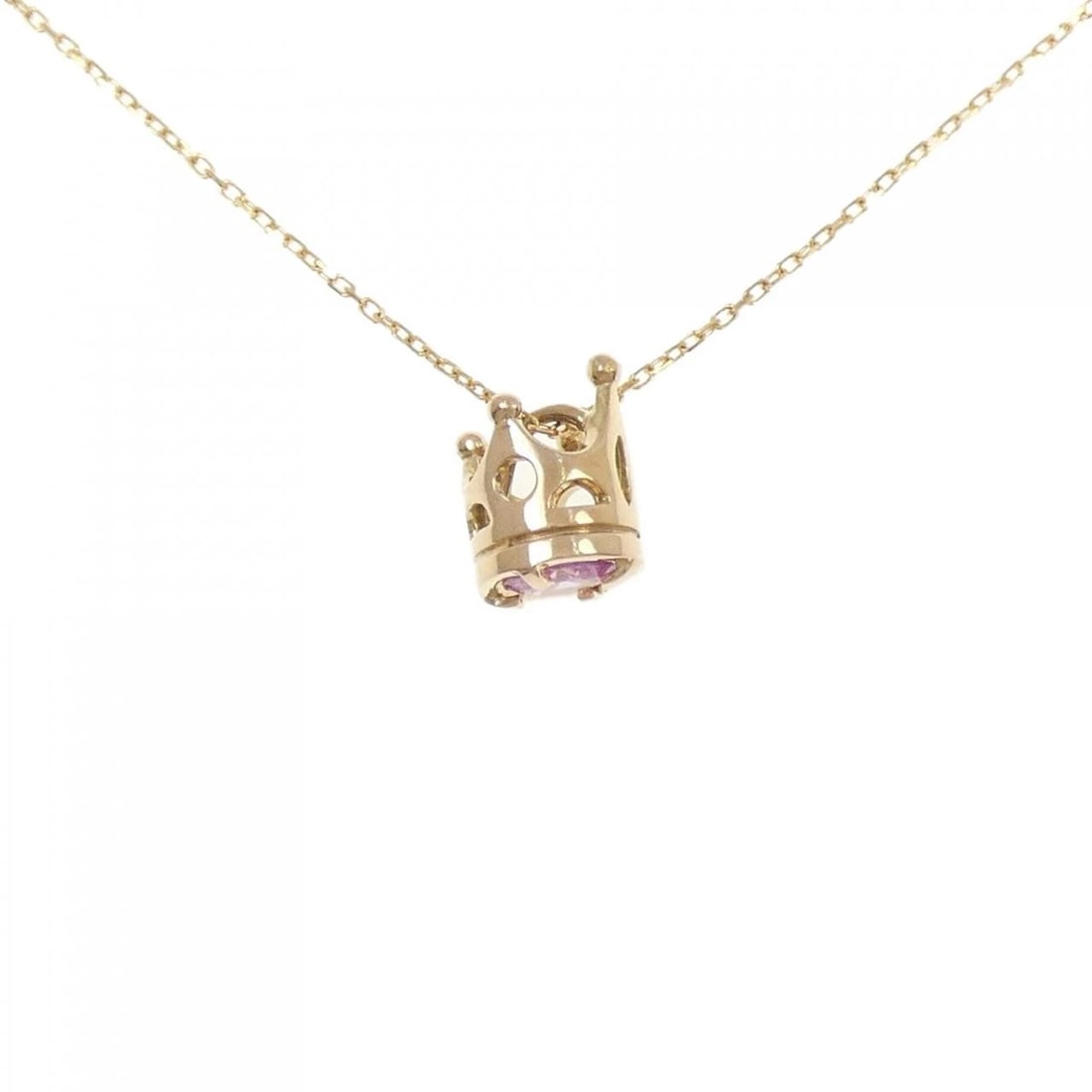 K18PG CROWN SAPPHIRE NECKLACE: K18PG Crown Sapphire Necklace Brand: Unbranded Type: Necklace Material: K18 Pink Gold, Main Stone/Creation Sapphire Color: Pink Gold Size: 45cmActualSize Pendant top H x W: 10.3mmx7.7mm Chain