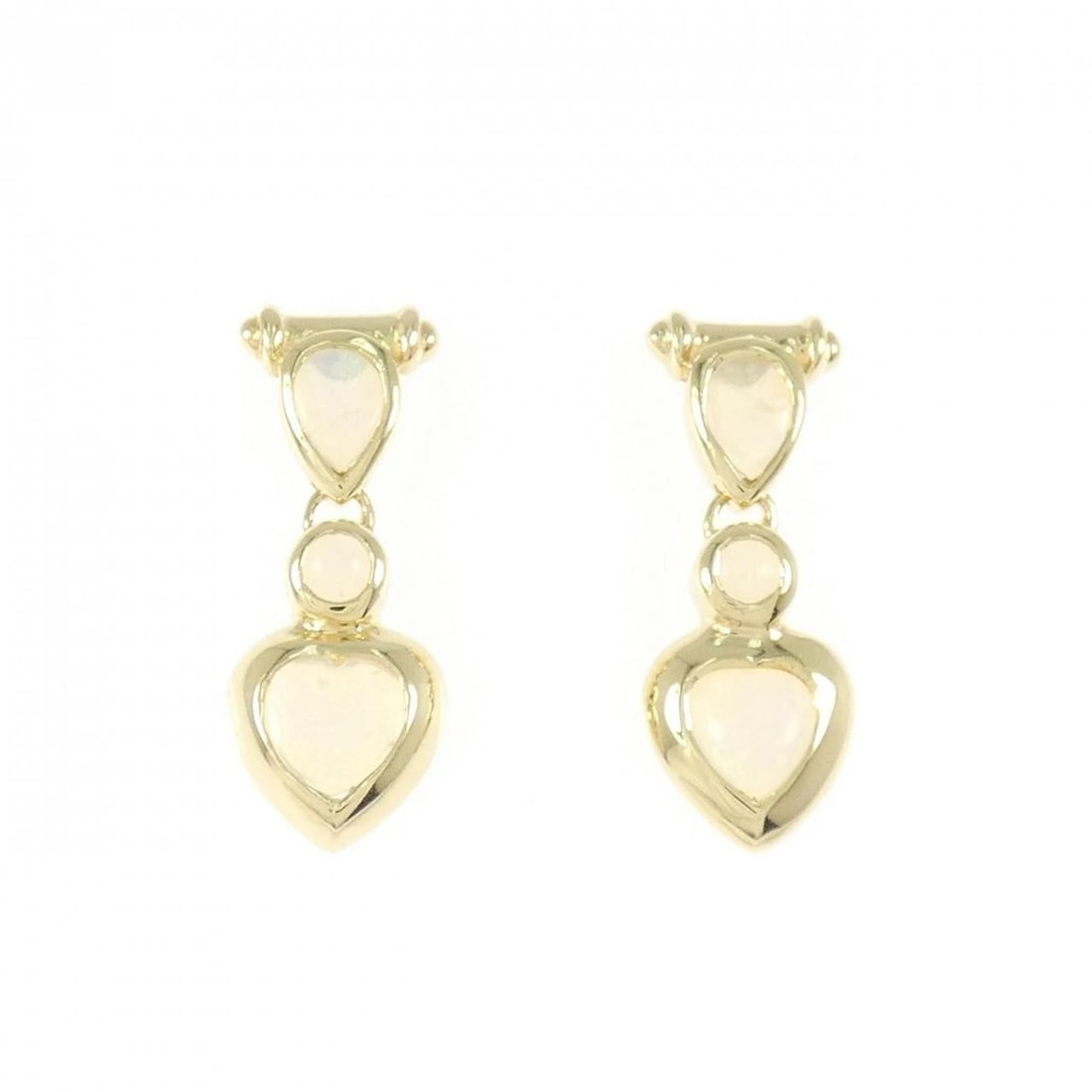 K18YG OPAL EARRINGS: K18YG Opal Earrings Brand: Unbranded Type: Earrings Material: K18 Yellow Gold, Main Stone/Creation OPAL Color: yellow gold Size: HxW: 20.6mmx7.8mm Accessories: None Accessories Notice: When