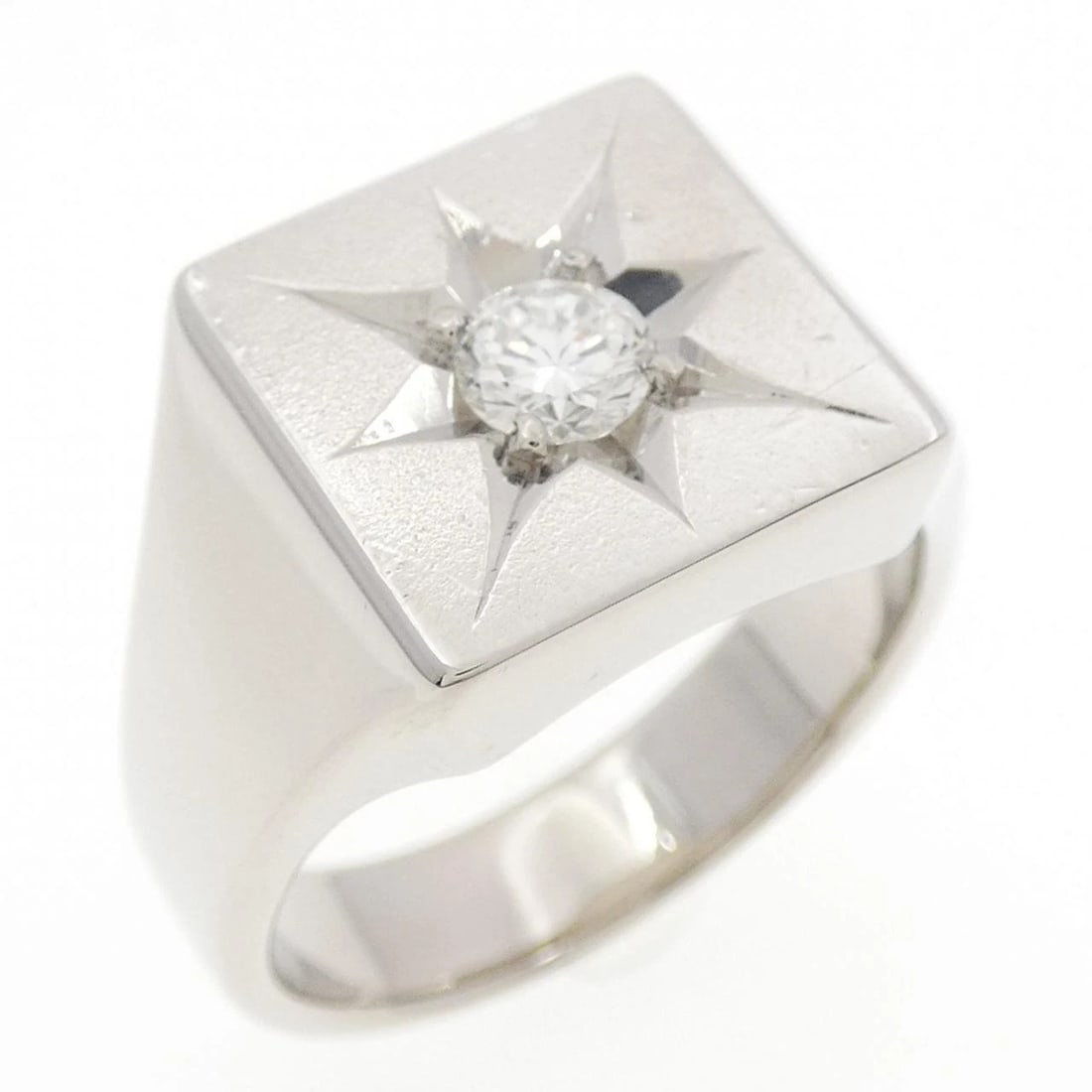 PM850 SIGNET DIAMOND RING: PM850 Signet Diamond Ring Brand: Unbranded Type: Diamond ring Material: PM850, Main Stone/Creation Natural Color: Silver Size: US9 Accessories: None Accessories Notice: When purchasing