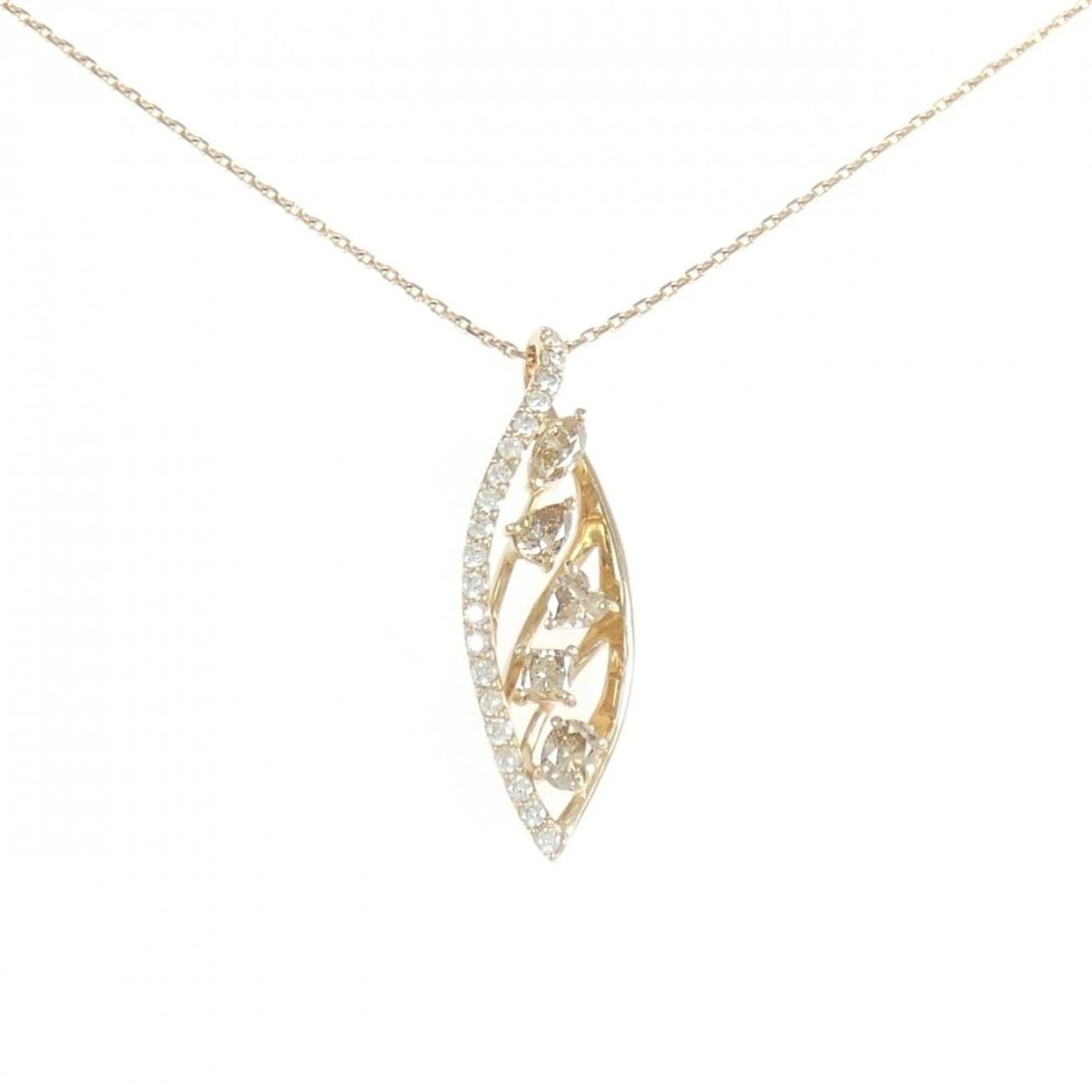 K18PG DIAMOND NECKLACE: K18PG Diamond Necklace Brand: Unbranded Type: Necklace Material: K18 Pink Gold, Main Stone/Creation Natural Color: Pink Gold Size: 46cmActualSize Pendant top H x W: 31.5mmx9.8mm Chain Max. W: