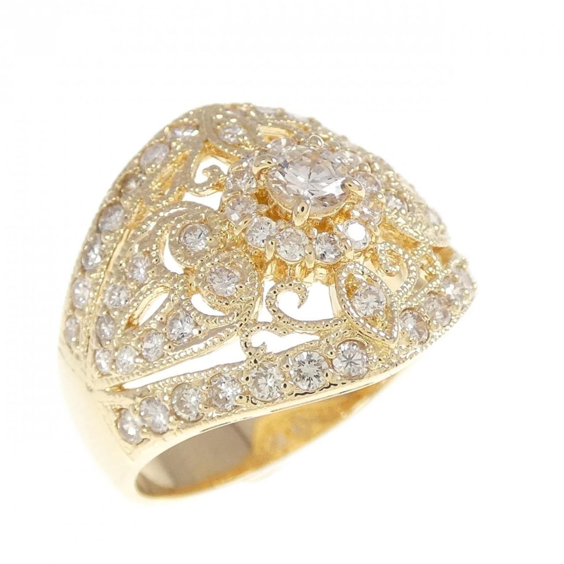 K18YG DIAMOND RING: K18YG Diamond Ring Brand: Unbranded Type: Ring Material: K18 Yellow Gold, Main Stone/Creation Natural Color: Yellow Gold Size: 6.5-7 (US size) Accessories: None Accessories Notice: When