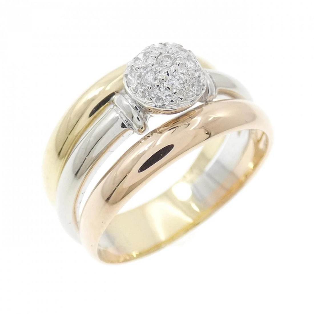 750 THREE-COLOR DIAMOND RING: 750 Three-Color Diamond Ring Brand: Unbranded Type: Diamond ring Material: 750 Yellow Gold/750 White Gold/750 Pink Gold, Main Stone/Creation Natural Color: YG,WG,PG Size: 7.5US Accessories: None