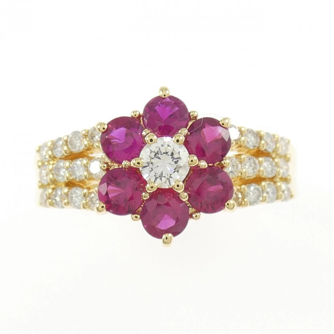 K18YG FLOWER RUBY RING - 2