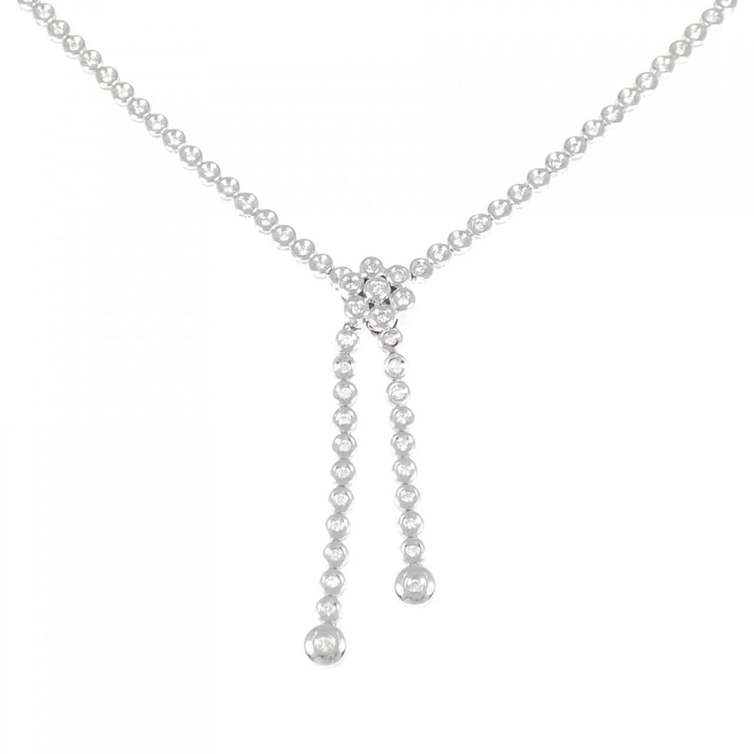 K18WG DIAMOND NECKLACE: K18WG Diamond Necklace Brand: Unbranded Type: Necklace Material: K18 White Gold, Main Stone/Creation Natural Color: White Gold Size: 41cmActualSize Pendant top H x W: 51.5mmx7.9mm Chain Max. W: 3.