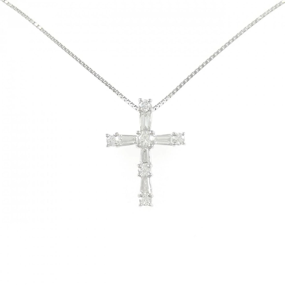 PT900 PT850 CROSS DIAMOND NECKLACE: PT900 PT850 Cross Diamond Necklace Brand: Unbranded Type: Necklace Material: Platinum 900 Platinum 850, Main Stone/Creation Natural Color: silver Size: 45cmActualSize Pendant top H x W: