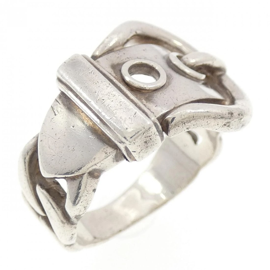 HERMES BOOKLE SELLIER RING: HERMES Bookle Sellier Ring Brand: HERMES Type: Ring Material: 925 Silver, Color: Silver Size: 5.5 (US size) Accessories: None Accessories Notice: When purchasing pre-owned goods, please refer