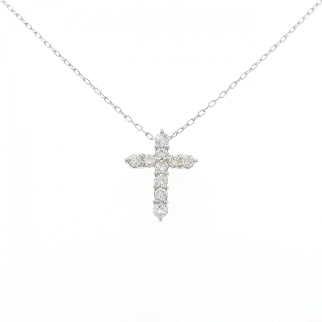 PT900 PT850 CROSS DIAMOND NECKLACE: PT900 PT850 Cross Diamond Necklace Brand: Unbranded Type: Necklace Material: Platinum 900 Platinum 850, Main Stone/Creation Natural Color: silver Size: 45cmActualSize Pendant top H x W: