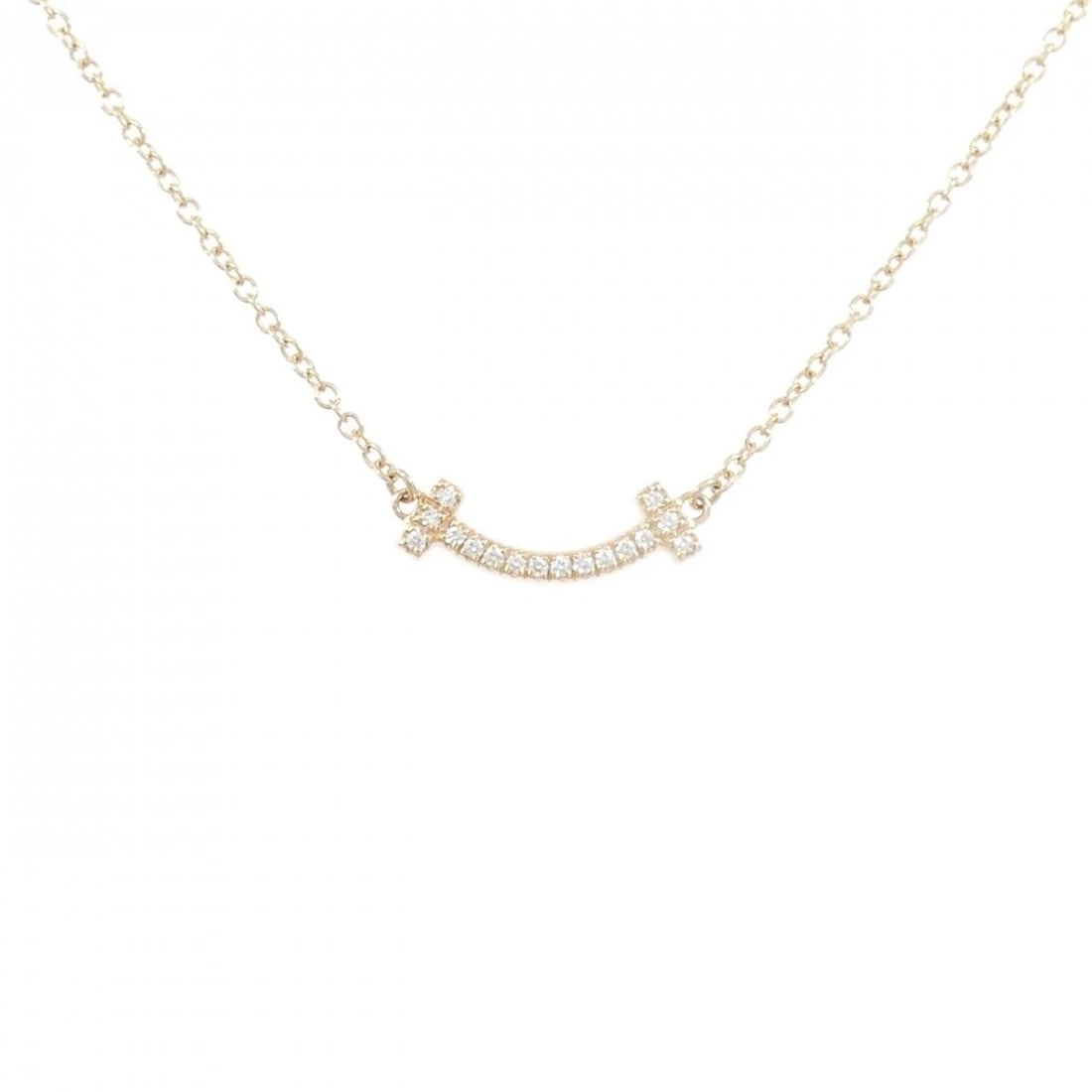 TIFFANY & CO. T SMILE MINI NECKLACE: TIFFANY & Co. T Smile Mini Necklace Brand: TIFFANY&Co. Type: Necklace Material: 750 Pink Gold, Main Stone/Creation Natural Color: Pink Gold Size: 41?45cm,Actual Size Pendant length approx. x