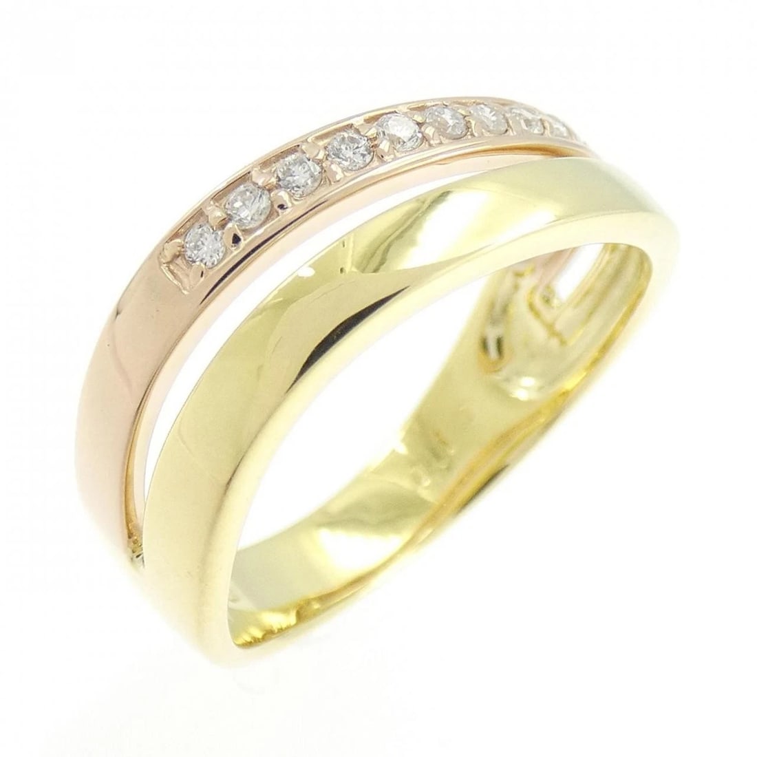 K18YG K18PG DIAMOND RING: K18YG K18PG Diamond Ring Brand: Unbranded Type: Ring Material: K18 Yellow Gold K18 Pink Gold, Main Stone/Creation Natural Color: yellow gold Size: 6.5US Accessories: None Accessories Notice: