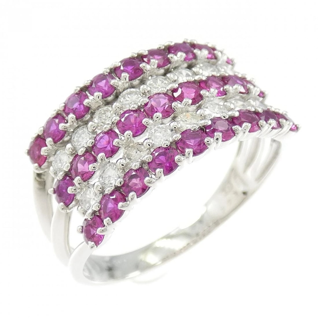 PT900 RUBY RING: PT900 Ruby Ring Brand: Unbranded Type: Ring Material: Platinum 900, Main Stone/Creation RubySide Stone Natural Color: silver Size: 10 (US size) Accessories: None Accessories Notice: When p