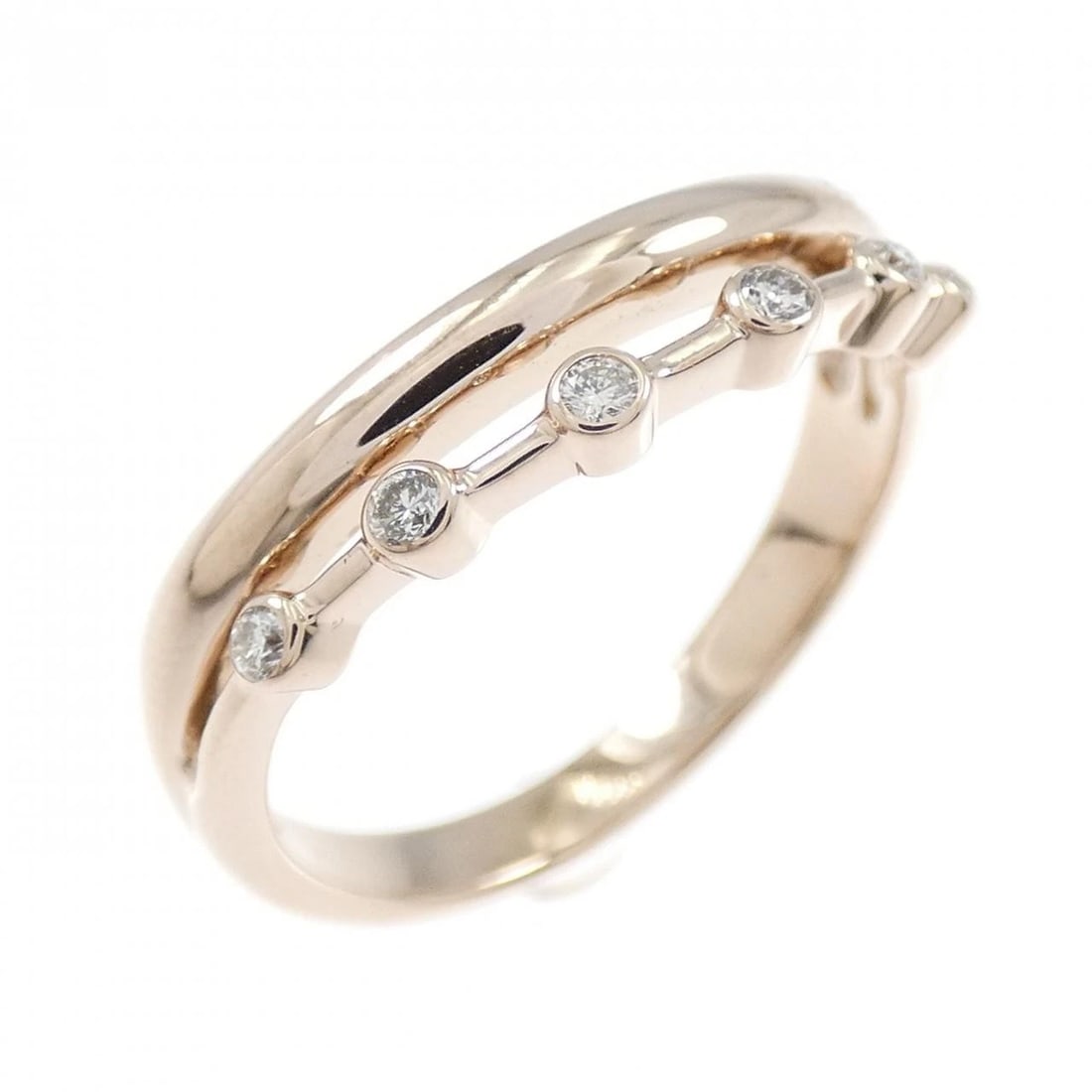 K18PG DIAMOND RING: K18PG diamond ring Brand: Unbranded Type: Diamond ring Material: 18K pink gold, Main Stone/Creation Natural Color: pink gold Size: 7.5US Accessories: None Accessories Notice: When purchasing