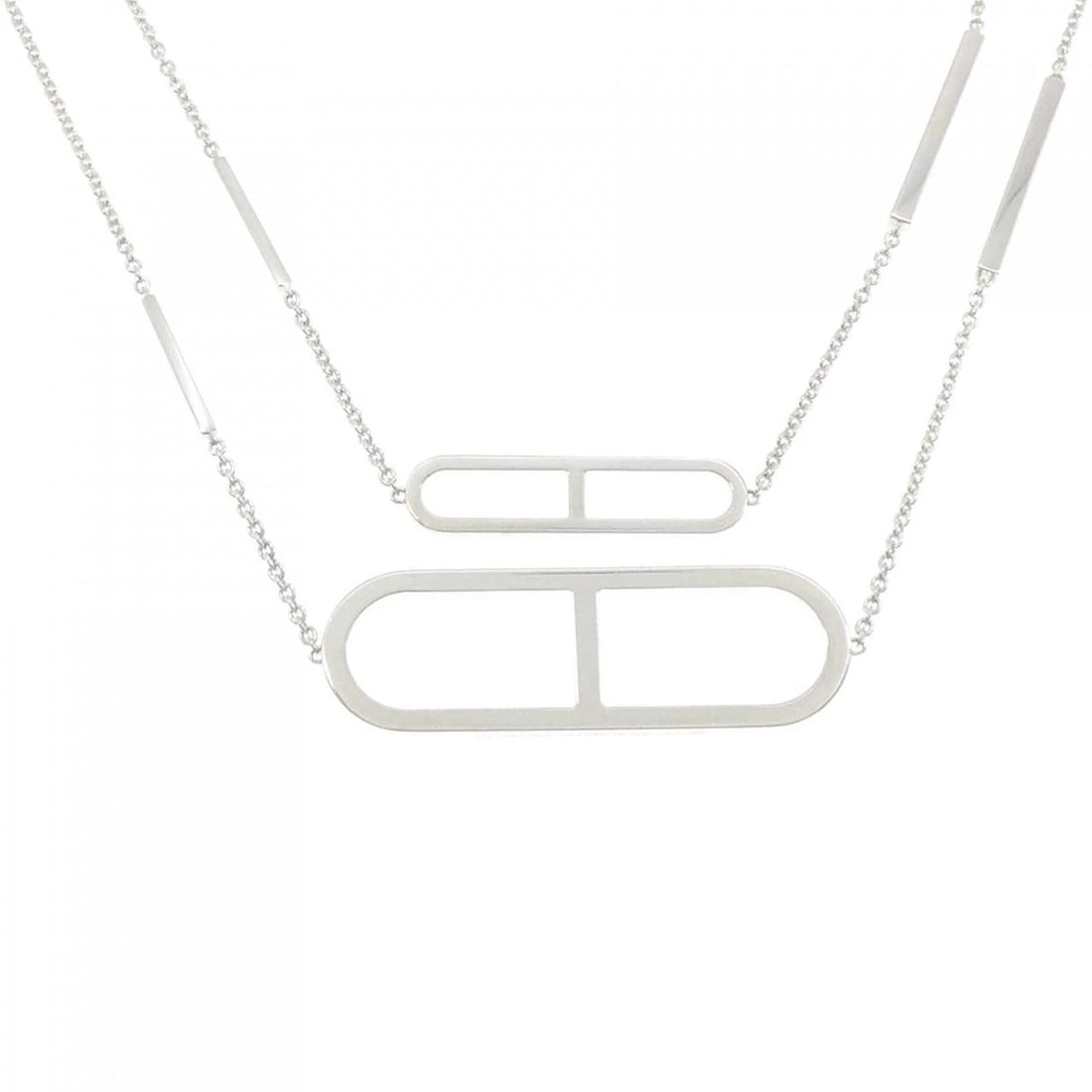 HERMES EVER CHAINE D'ANCRE NECKLACE: HERMES Ever Chaine d'Ancre Necklace Brand: HERMES Type: Necklace Material: 925 Silver, Color: Silver Size: 116cm,ActualSize Max W: 19.9mm Chain Max. W: 2.2mm Accessories: None Accessories