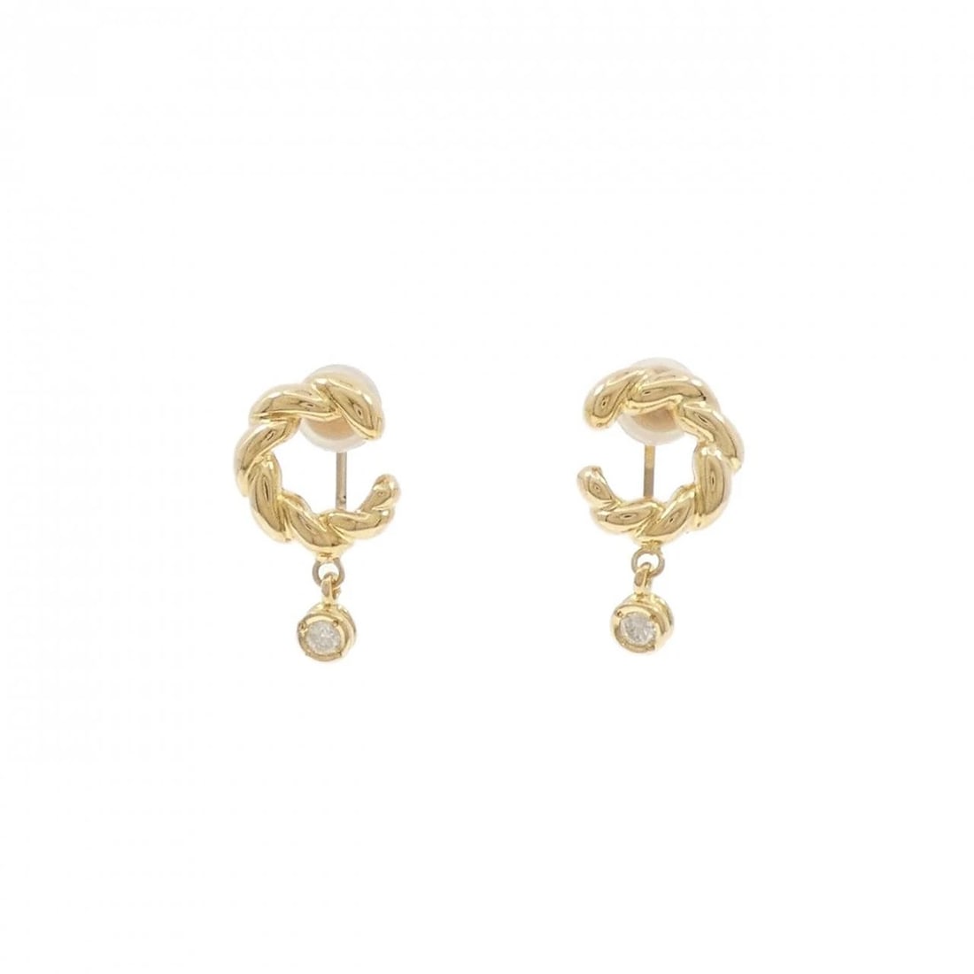 K18YG DIAMOND EARRINGS: K18YG Diamond Earrings Brand: Unbranded Type: Diamond Pierce/Earring Material: K18 Yellow Gold", Main Stone/Creation Natural Color: yellow gold Size: Approx. height x width: 17.8mm x 10.3mm 