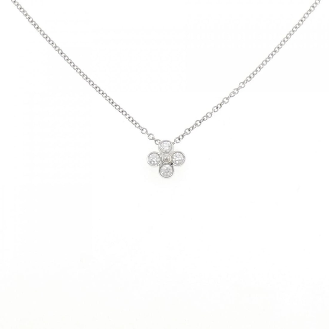 TIFFANY & CO. LACE NECKLACE: Tiffany & Co. Lace Necklace Brand: Tiffany Type: Necklace Material: Platinum 950, Main Stone/Creation Natural Color: Platinum Size: 41cm,ActualSize Pendant top H x W: 6.6mmx6.6mm Chain Max. W: