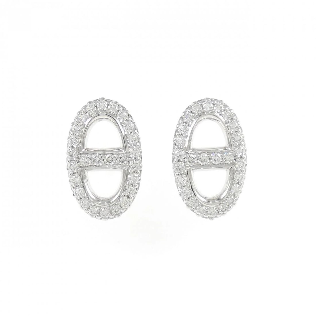 HERMES CHAINE D'ANCRE NEW FARANDOLE EARRINGS: HERMES Chaine d'Ancre New Farandole Earrings Brand: HERMES Type: Earrings Material: 750 White Gold, Main Stone/Creation Natural Color: White Gold Size: ActualSize HxW: 14.1mmx8.7mm 