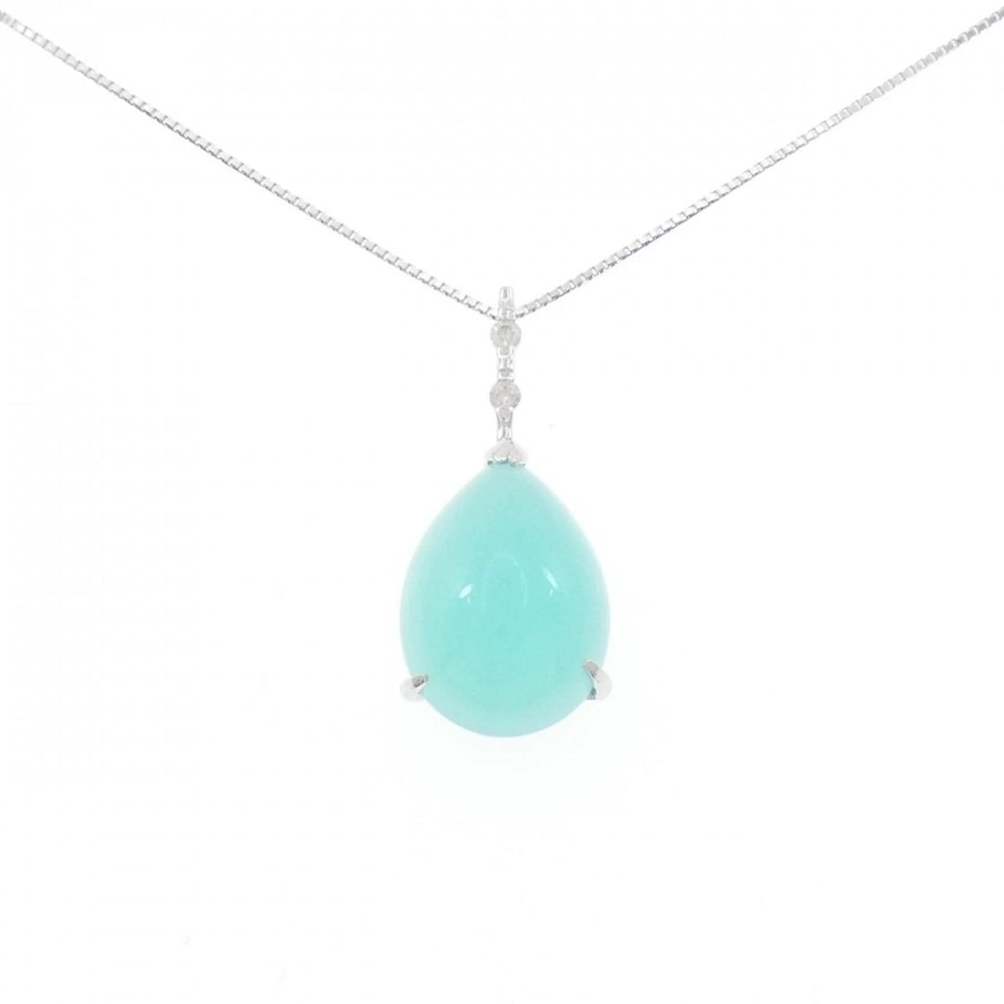 K18WG CHALCEDONY NECKLACE: K18WG Chalcedony Necklace Brand: Unbranded Type: Necklace Material: K18 White Gold, Main Stone/Creation Chalcedony Color: white gold Size: 45cmActualSizePendant top H x W: 27.1mmx12.3mm Chain