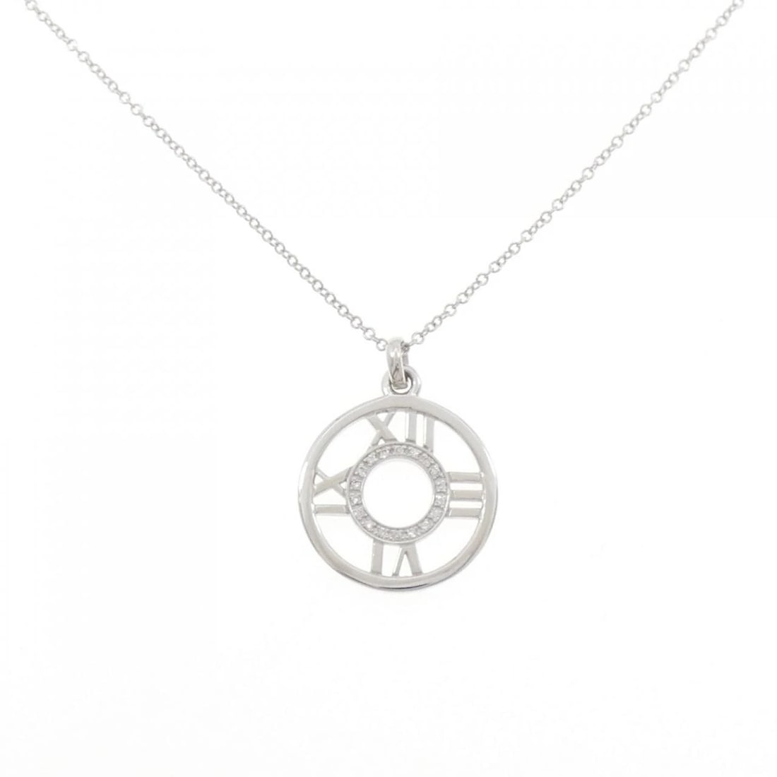 TIFFANY ATLAS OPEN NECKLACE: Tiffany Atlas Open Necklace Brand: Tiffany Type: Necklace Material: 750 White Gold, Main Stone/Creation Natural Color: White Gold Size: 41cm,ActualSize Pendant top H x W: 22.0mmx16.5mm Chain