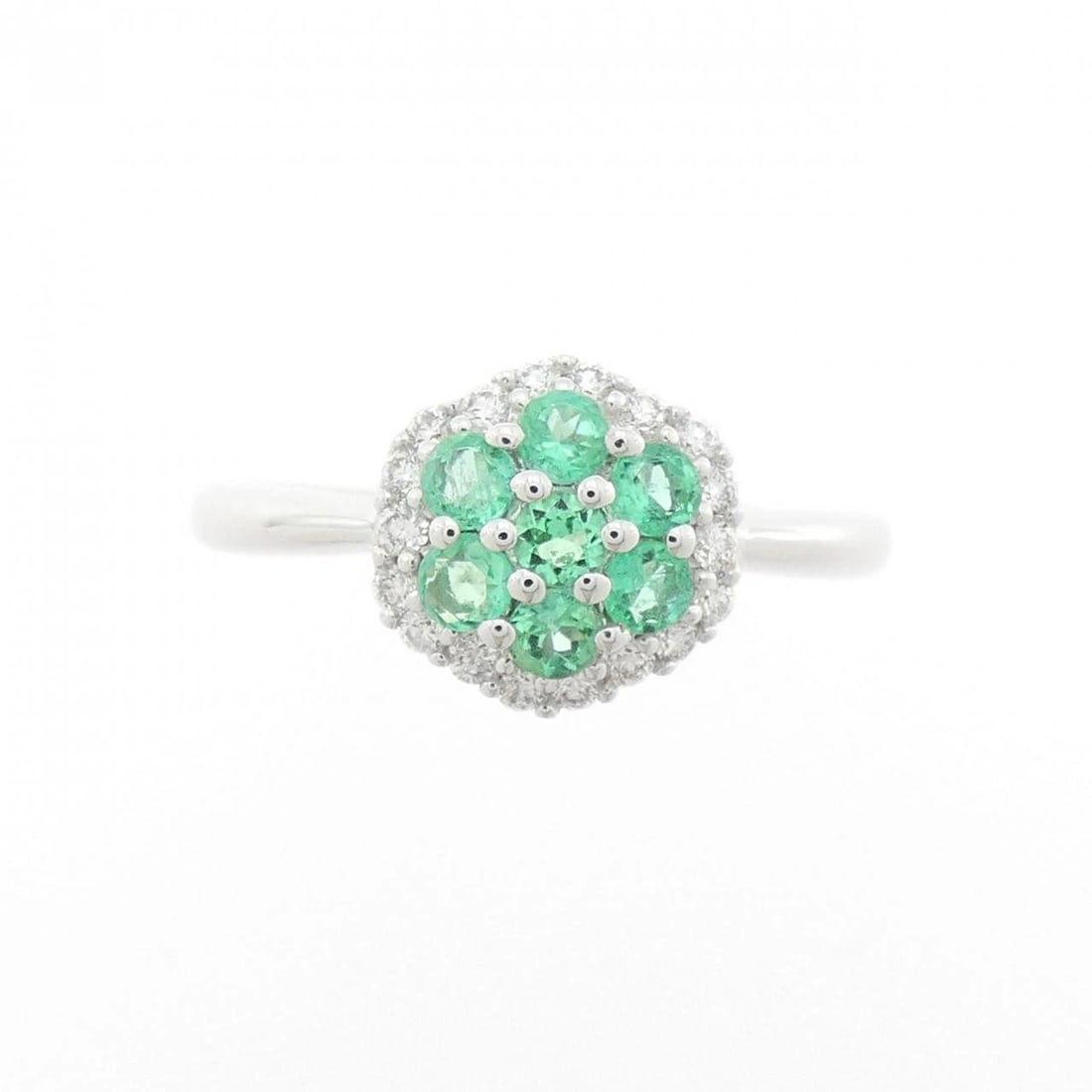 K18WG FLOWER EMERALD RING - 2