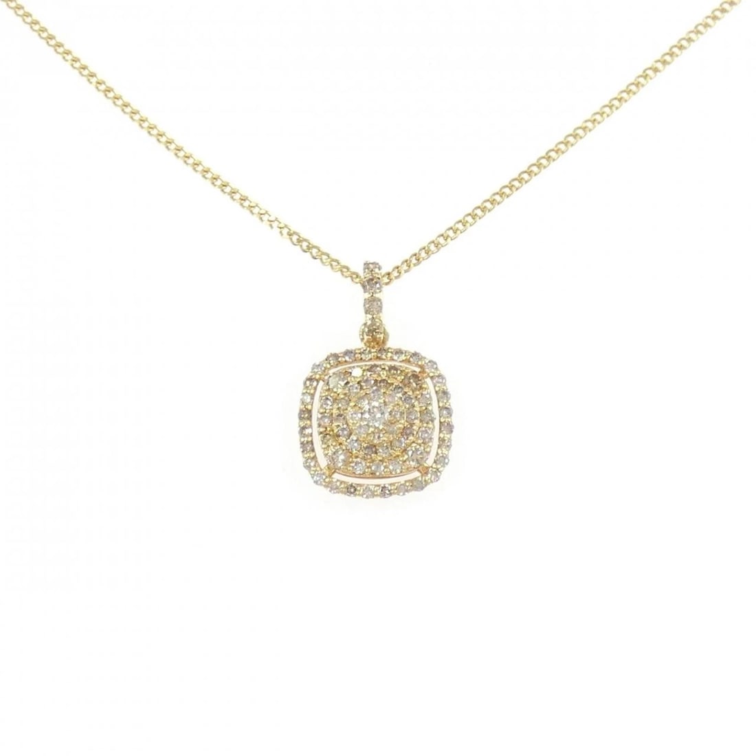 K18YG DIAMOND NECKLACE: K18YG Diamond Necklace Brand: Unbranded Type: Necklace Material: K18 Yellow Gold, Main Stone/Creation Natural Color: yellow gold Size: 40cm ActualSizePendant top H x W: 16.8mmx10.6mm Chain