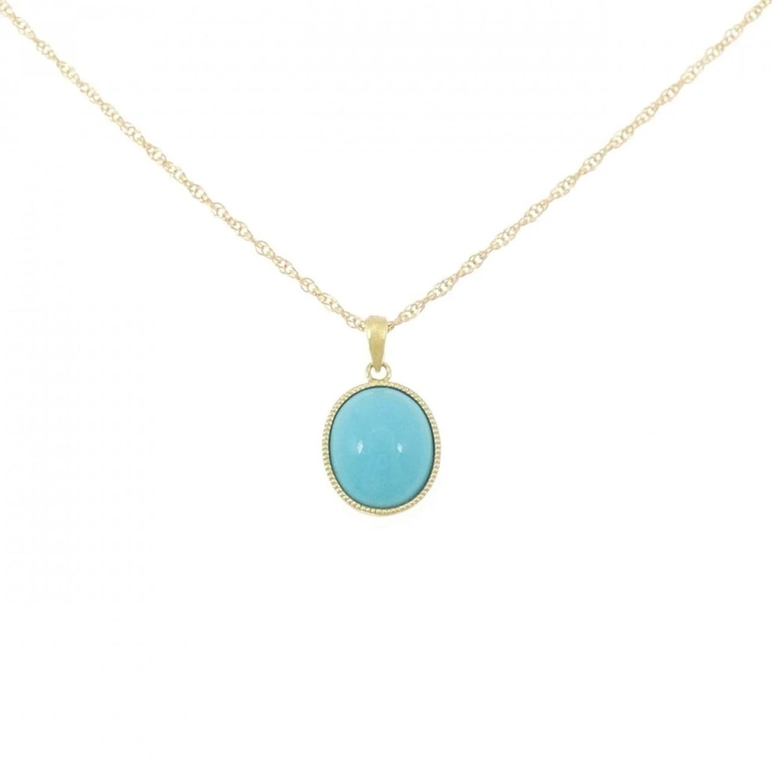 K18YG 750YG TURQUOISE NECKLACE: K18YG 750YG Turquoise Necklace Brand: Unbranded Type: Necklace Material: K18 Yellow Gold 750 Yellow Gold, Main Stone/Creation Turquoise Color: Yellow Gold Size: 45cmActualSize Pendant top H x