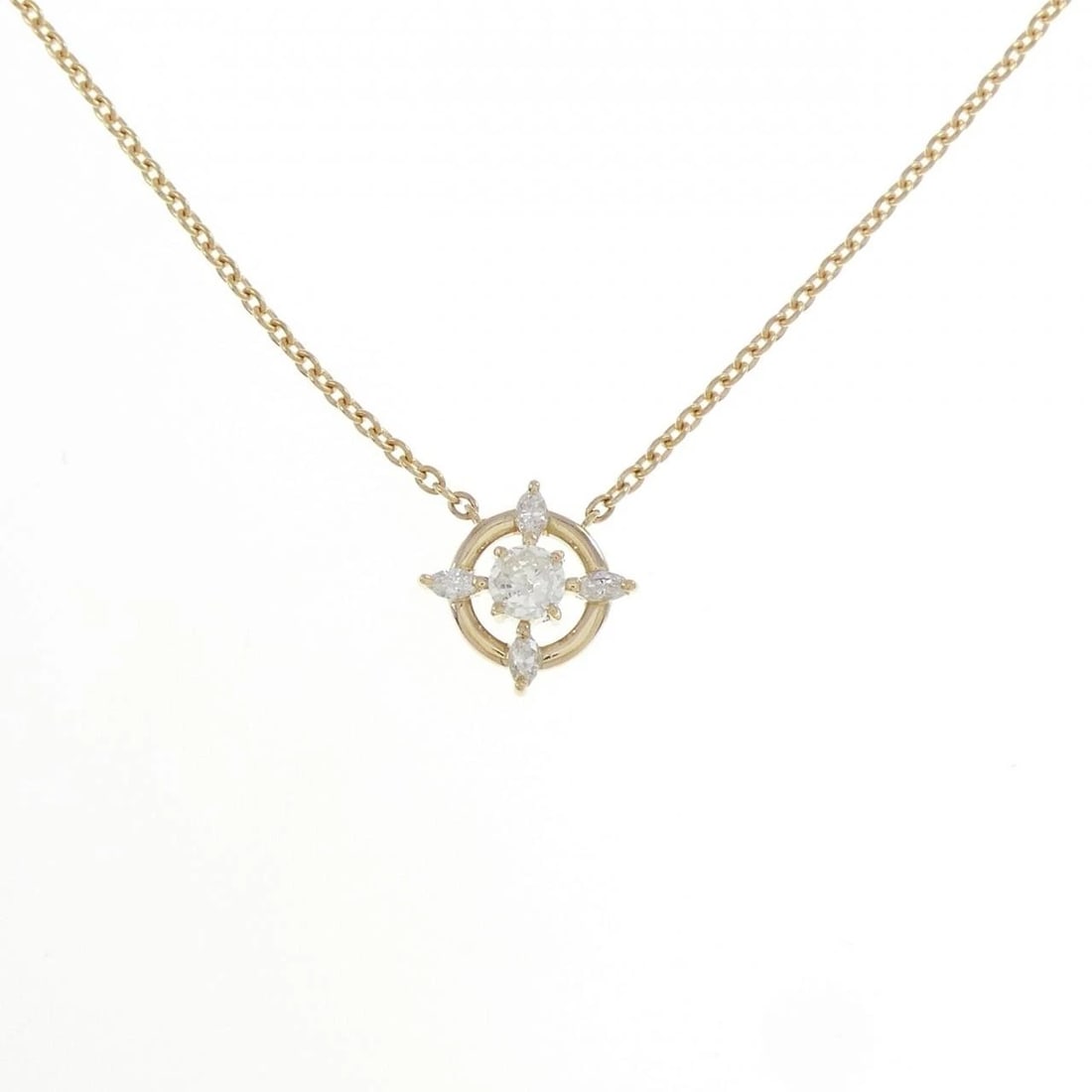 K18YG DIAMOND NECKLACE: K18YG Diamond Necklace Brand: Unbranded Type: Necklace Material: K18 Yellow Gold, Main Stone/Creation Natural Color: yellow gold Size: 40cm ActualSizePendant top H x W: 11.0mmx11.0mm Chain
