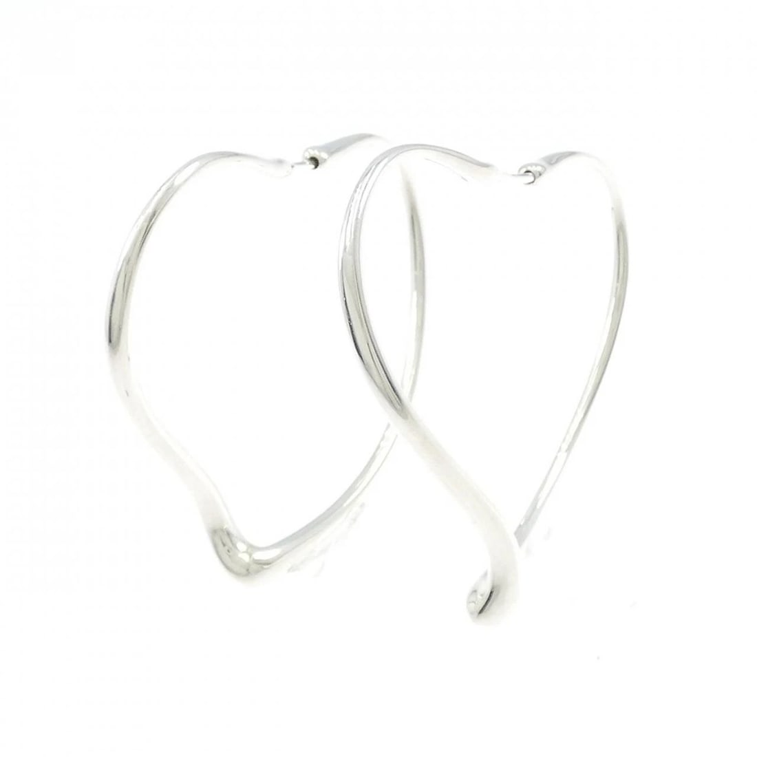 TIFFANY OPEN HEART HOOP EARRINGS: Tiffany Open Heart Hoop Earrings Brand: Tiffany Type: Earrings Material: 925 Silver, Color: Silver Size: ActualSize HxW: 40.7mmx6.3mm Accessories: None Accessories Notice: When purchasing