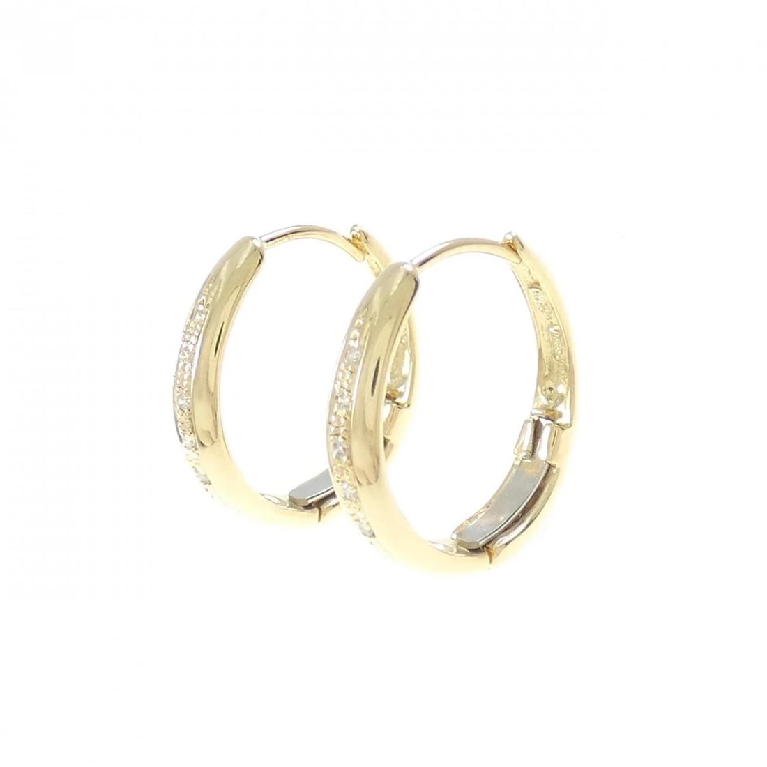 K18YG DIAMOND EARRINGS: K18YG Diamond Earrings Brand: Unbranded Type: Earrings Material: K18 Yellow Gold, Main Stone/Creation Natural Color: yellow gold Size: HxW: 17.5mmx3.9mm Accessories: None Accessories Notice: