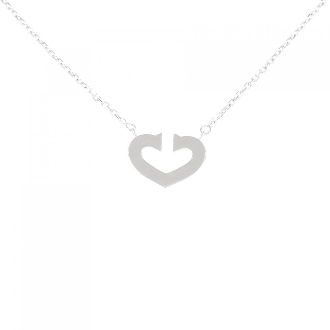 CARTIER C HEART NECKLACE: Cartier C Heart Necklace Brand: Cartier Type: Necklace Material: 750 White Gold, Color: White Gold Size: 41cm,ActualSize Pendant top H x W: 12.3mmx16.6mm Chain Max. W: 1.5mm Accessories: None