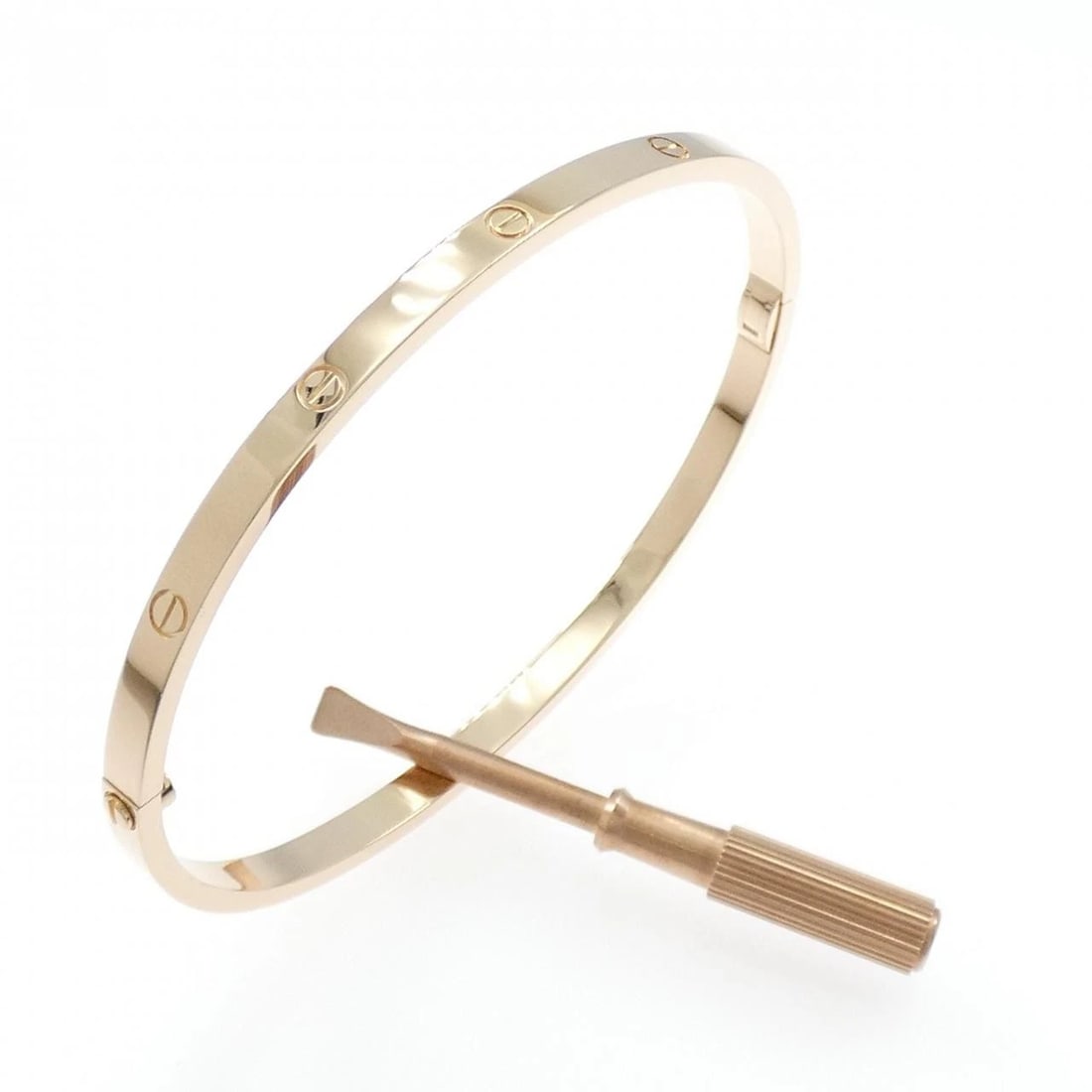 CARTIER LOVE BRACELET SMALL: Cartier Love Bracelet Small Brand: Cartier Type: Bracelet Material: 750 Pink Gold, Color: Pink Gold Size: 18.5cm,ActualSize Max W: 3.6mm Accessories: None Accessories Notice: When purchasing