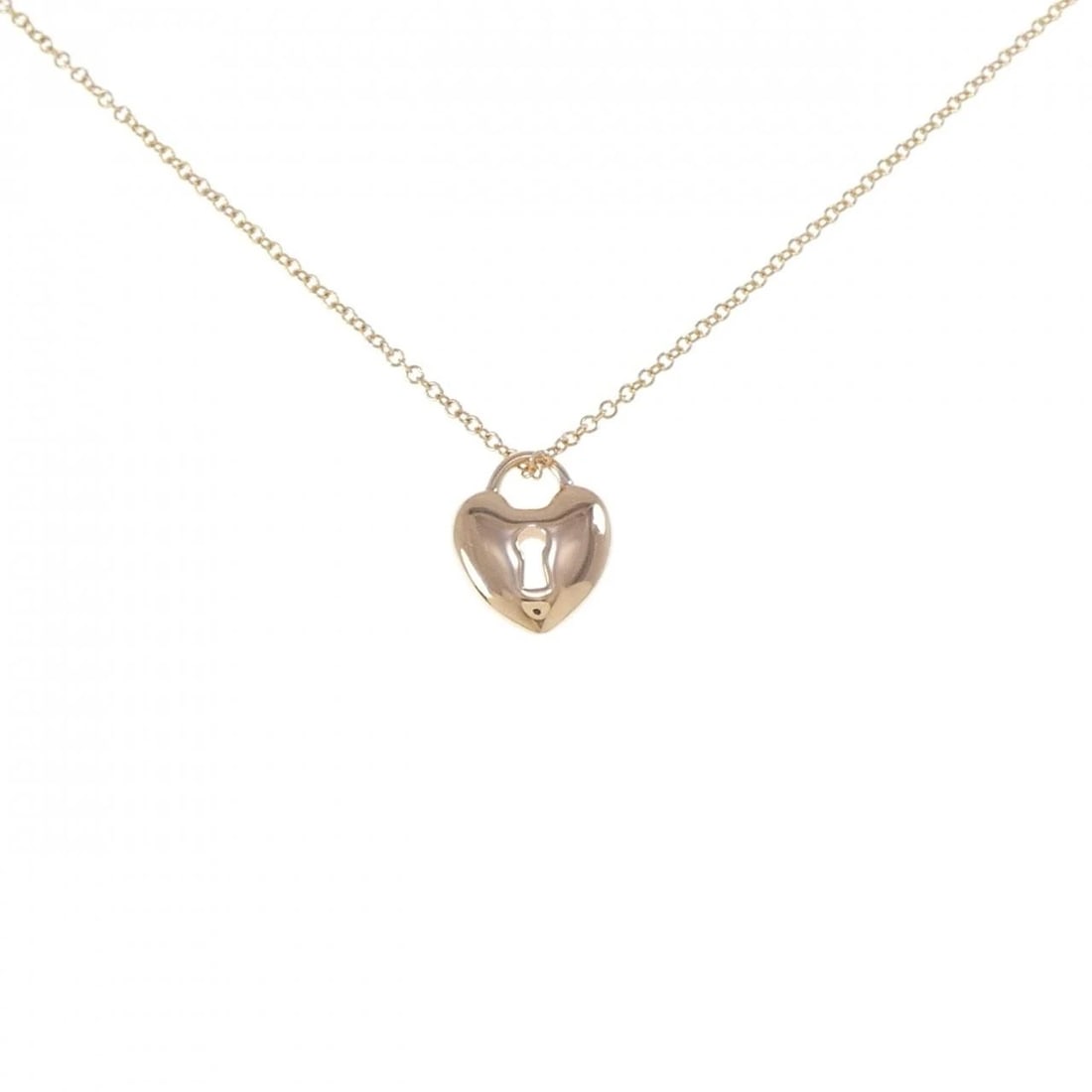 TIFFANY HEART LOCK MINI NECKLACE: Tiffany Heart Lock mini Necklace Brand: Tiffany Type: Necklace Material: 750 Pink Gold, Color: Pink Gold Size: 41cm,ActualSize Pendant top H x W: 11.3mmx9.2mm Chain Max. W: 1.0mm Accessories: