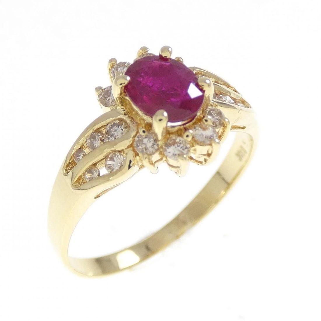 750YG RUBY RING: 750YG Ruby Ring Brand: Unbranded Type: Ring Material: 750 Yellow Gold, Main Stone/Creation ruby Color: yellow gold Size: 6-6.5US Accessories: None Accessories Notice: When purchasing