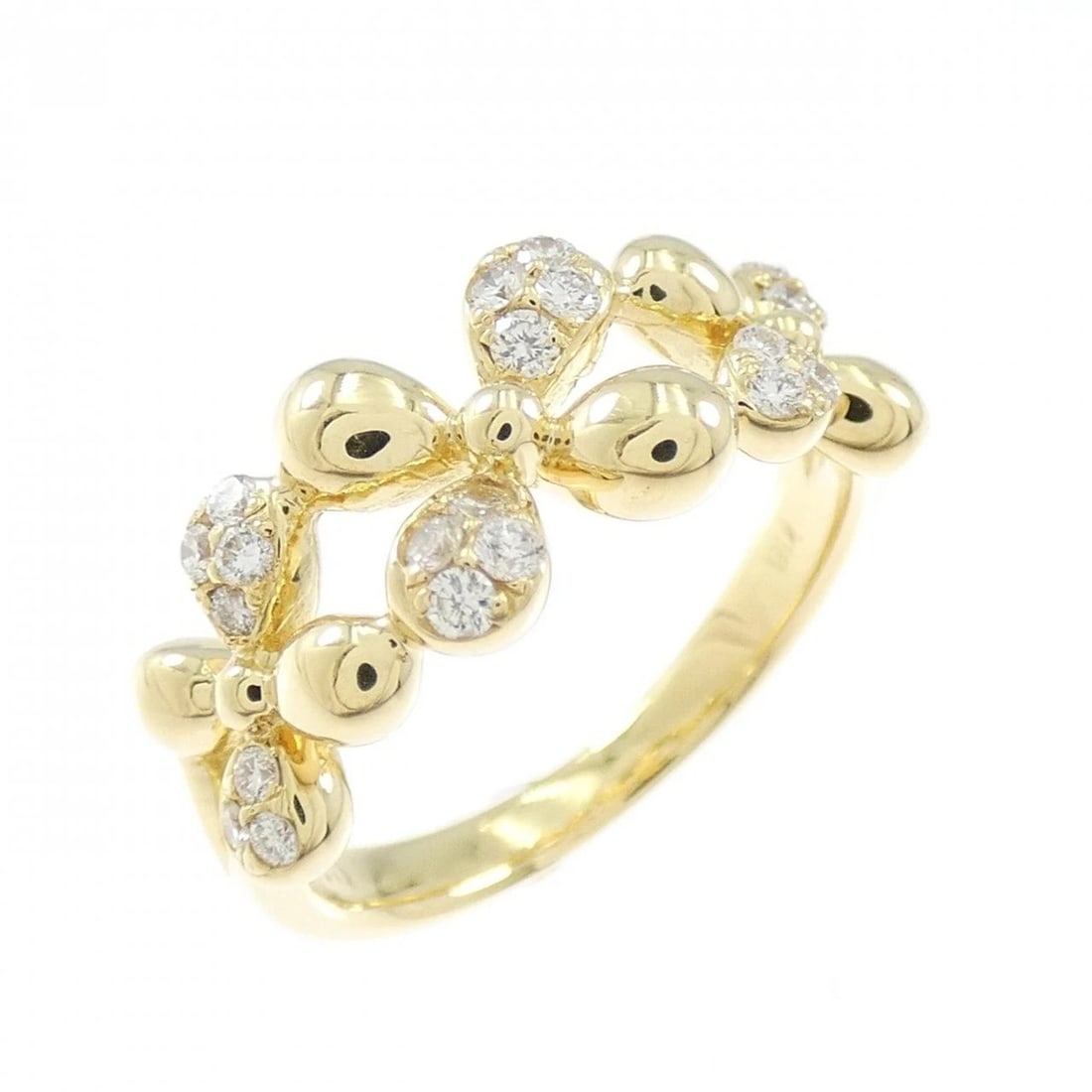 K18YG FLOWER DIAMOND RING: K18YG Flower Diamond Ring Brand: Unbranded Type: Ring Material: K18 Yellow Gold, Main Stone/Creation Natural Color: yellow gold Size: 4-4.5US Accessories: None Accessories Notice: When