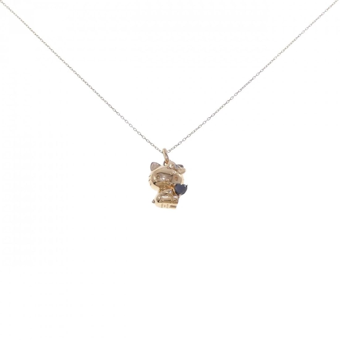 K18PG CAT DIAMOND NECKLACE: K18PG Cat Diamond Necklace Brand: Unbranded Type: Necklace Material: K18 Pink Gold, Main Stone/Creation Natural Color: pink gold Size: 45cm ActualSizePendant top H x W: 16.3mmx8.9mm Chain Max.