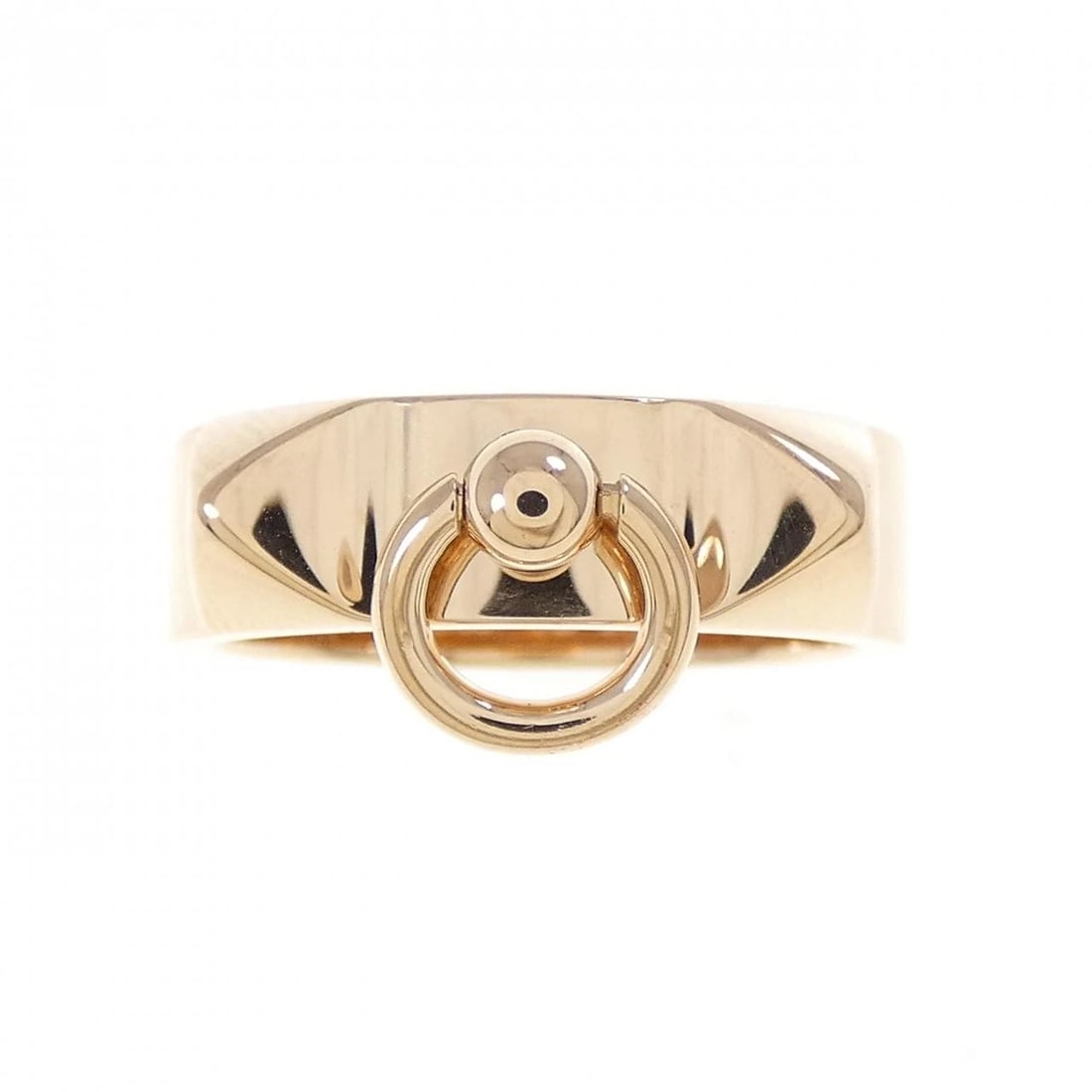 HERMES COLLIER DE CHIEN RING: HERMES Collier de Chien Ring Brand: HERMES Type: Ring Material: 750 Pink Gold, Color: Pink Gold Size: US5 Accessories: None Accessories Notice: When purchasing pre-owned goods, please refer