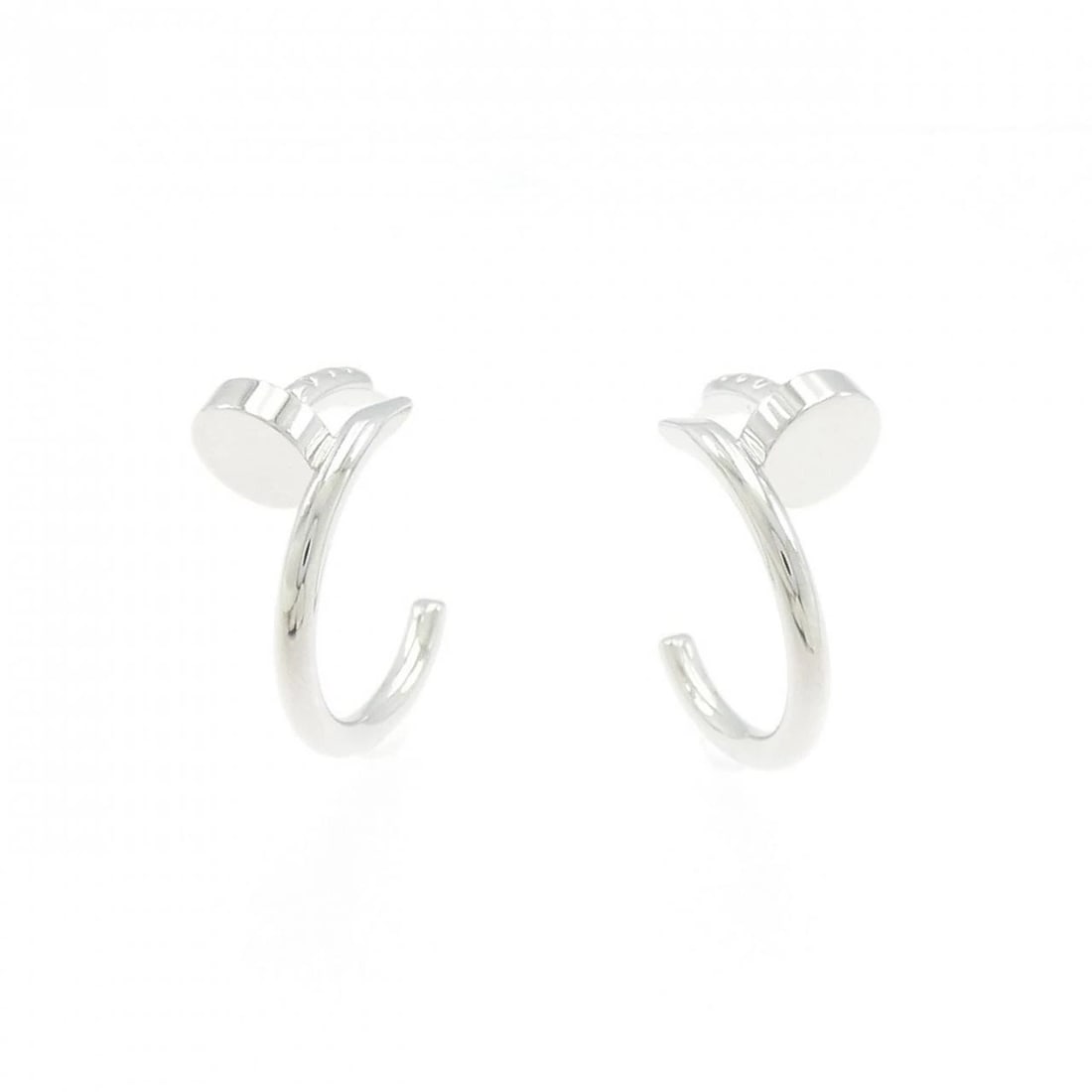 CARTIER JUSTE UN CLOU EARRINGS: Cartier Juste Un Clou Earrings Brand: Cartier Type: Earrings Material: 750 White Gold, Color: White Gold Size: ActualSize HxW: 17.3mmx7.7mm Accessories: None Accessories Notice: When