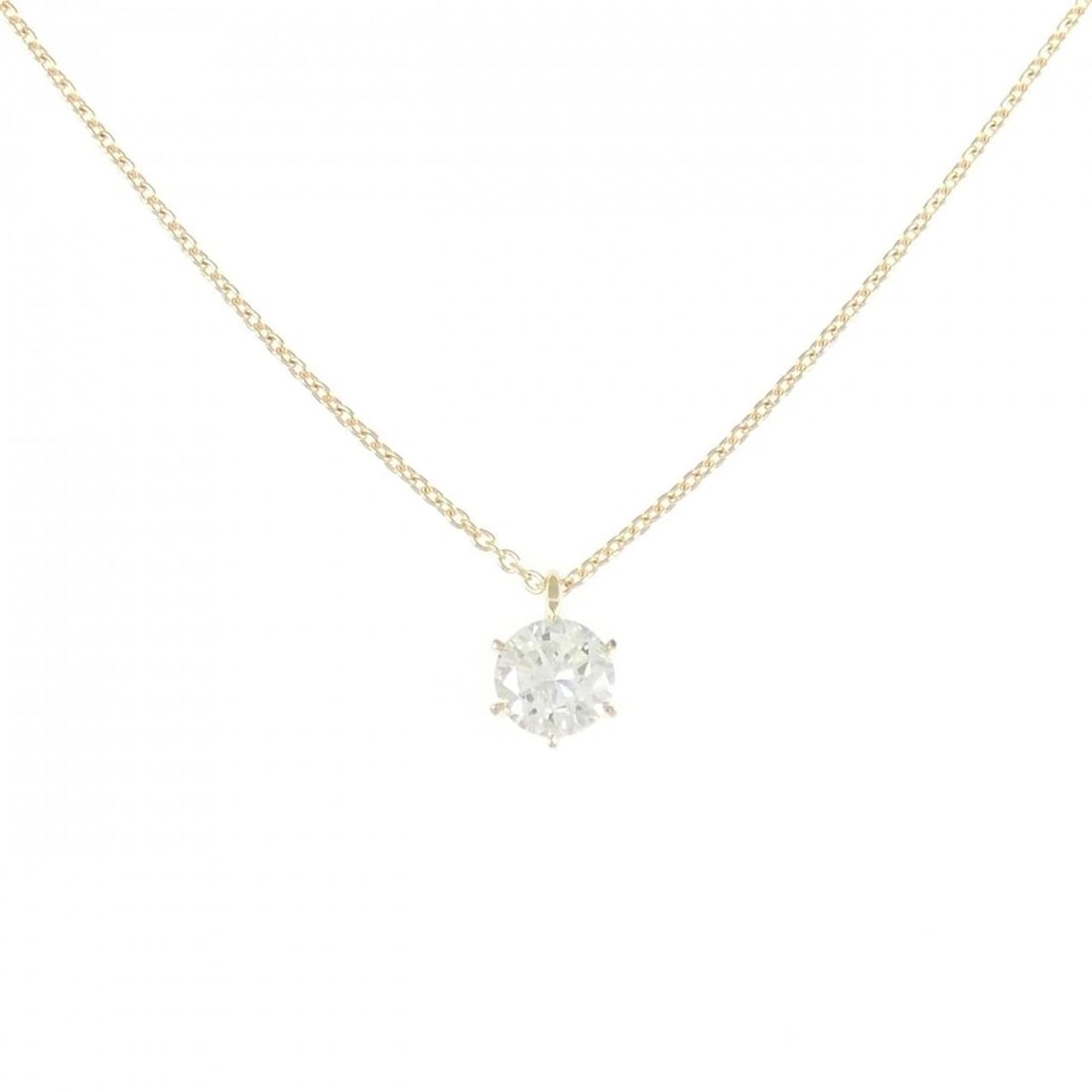 K18YG DIAMOND NECKLACE: K18YG Diamond Necklace Brand: Unbranded Type: Necklace Material: K18 Yellow Gold, Main Stone/Creation Natural Color: Yellow Gold Size: 45cmActualSize Pendant top H x W: 7.4mmx5.1mm Chain Max. W: 0
