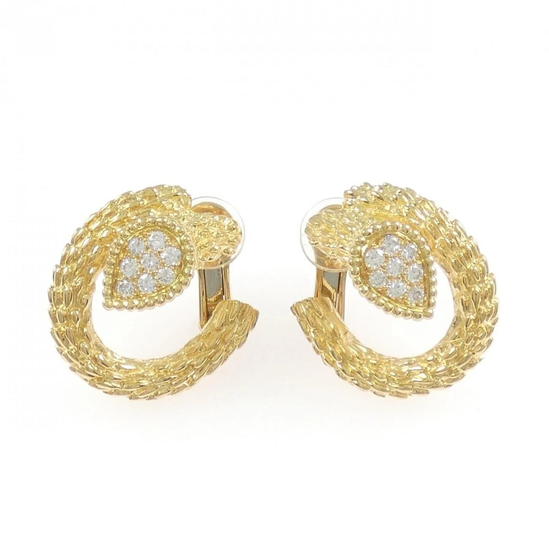 BOUCHERON SERPENT POEM EARRINGS: Boucheron Serpent Poem Earrings Brand: Boucheron Type: Earrings Material: 750 Yellow Gold, Main Stone/Creation Natural Color: Yellow Gold Size: ActualSize HxW: 23.7mmx22.8mm Accessories: None