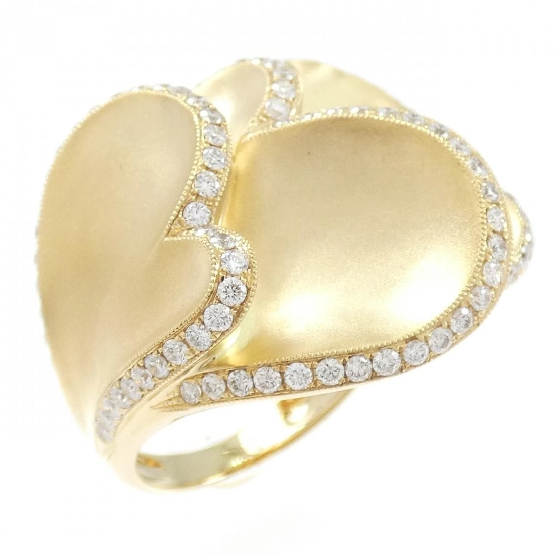K18YG HEART DIAMOND RING: K18YG Heart Diamond Ring Brand: Unbranded Type: Diamond ring Material: 18K yellow gold, Main Stone/Creation Natural Color: yellow gold Size: 7.5US Accessories: None Accessories Notice: When