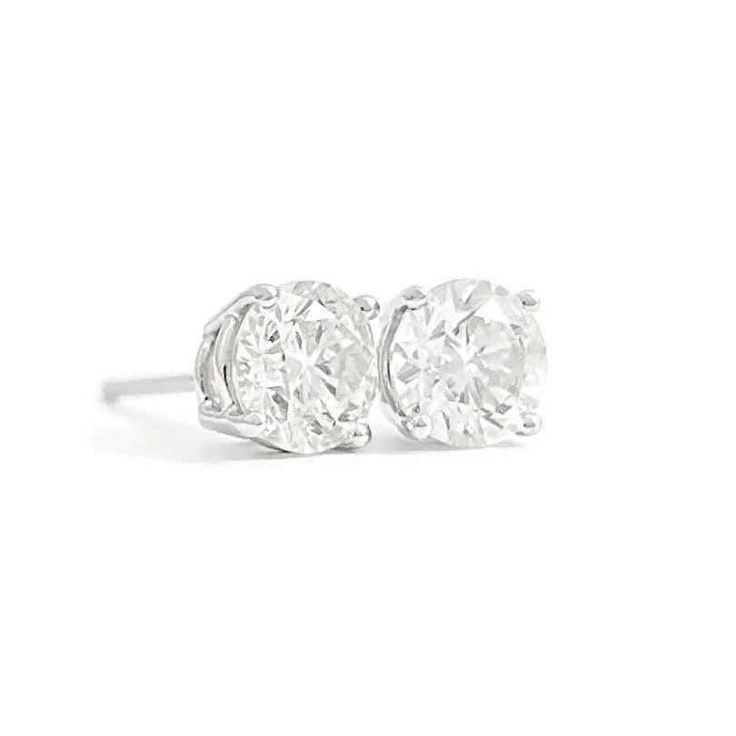 ROUND DIAMOND STUD EARRINGS 14K WHITE GOLD (1 of 2)