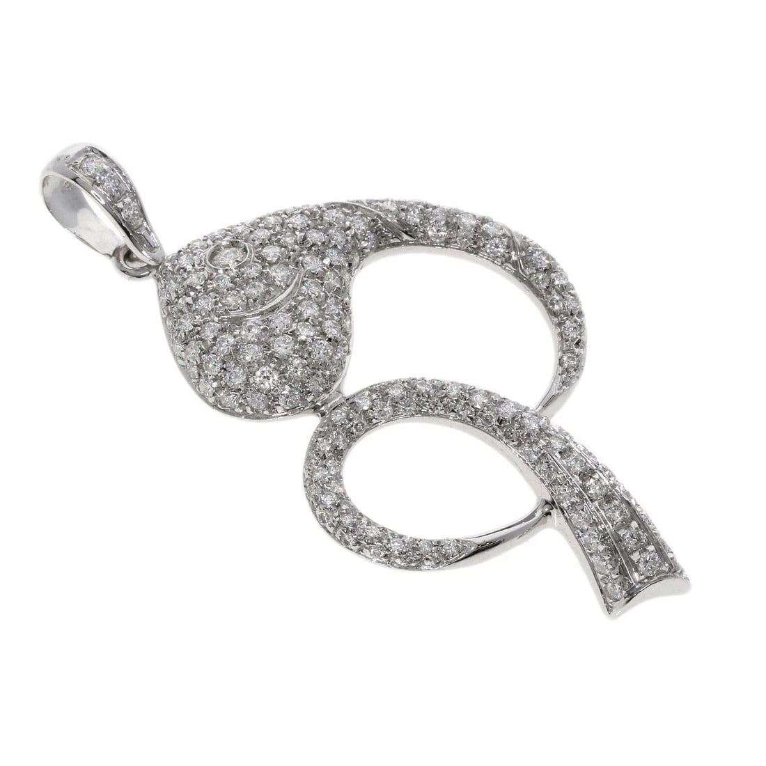 QUEEN FISH MOTIF DIAMOND PENDANT TOP K18 WHITE GOLD (1 of 2)