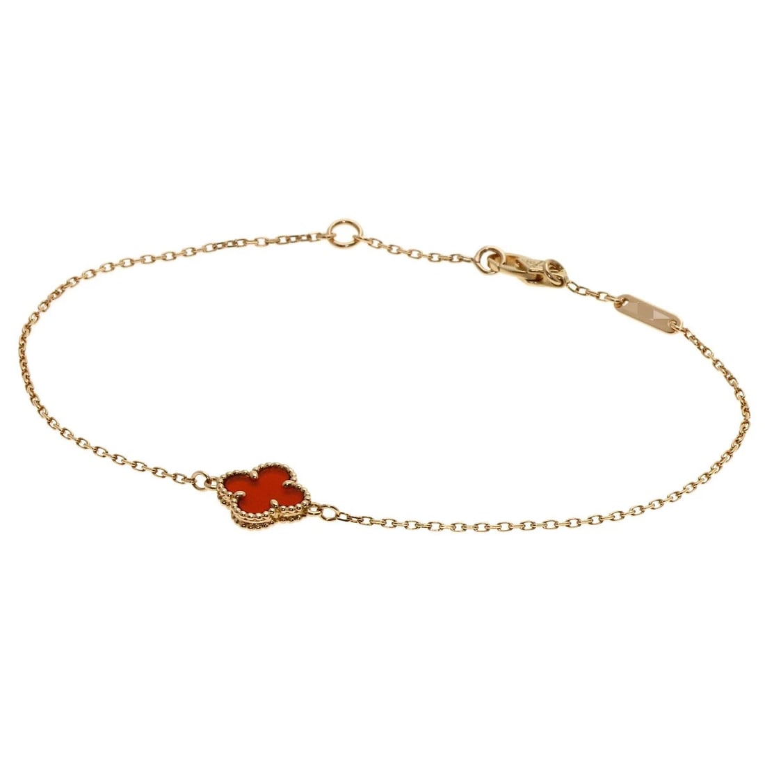 VAN CLEEF & ARPELS SWEET ALHAMBRA CARNELIAN BRACELET: Van Cleef & Arpels Sweet Alhambra Carnelian Bracelet Brand: Van Cleef & Arpels Type: Bracelet Material: K18 Pink Gold, Color: Exterior Color Gold Size: Chain Width:0.4inch/0.9mm Top